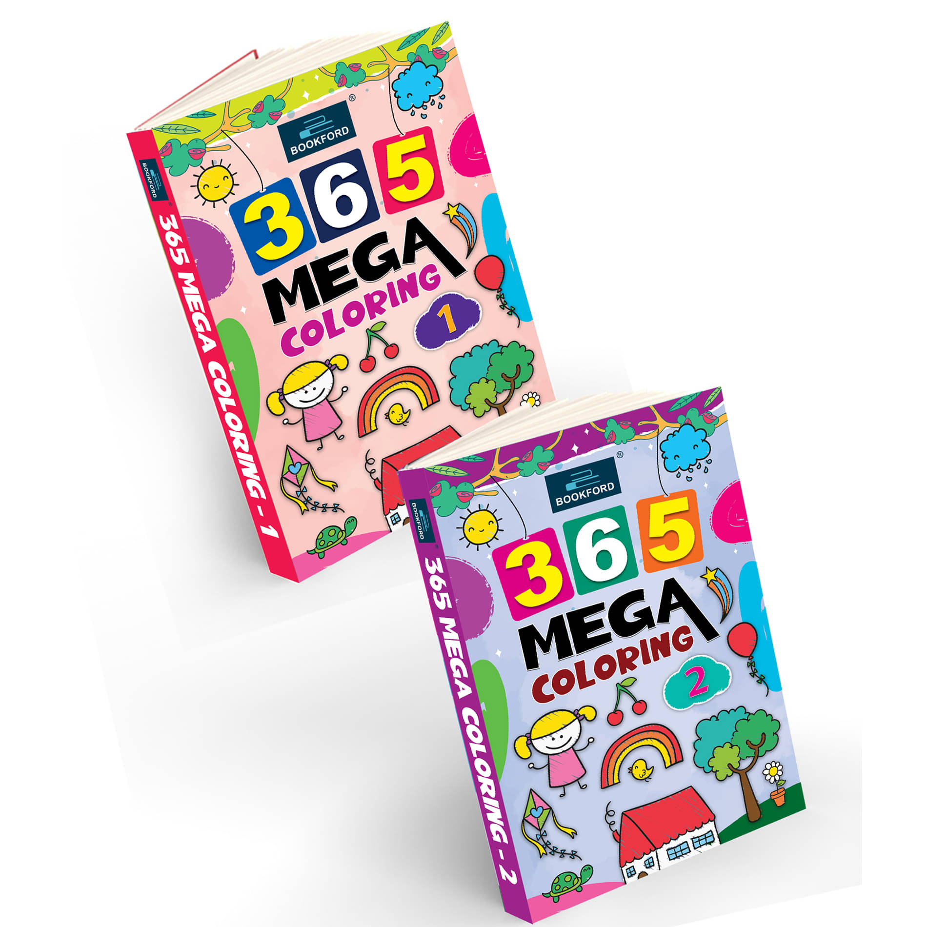 365 Mega Coloring 1 & 2 Books For Kids Set Of 2 365 Mega Coloring 1 & 2 Books For Kids Set Of 2