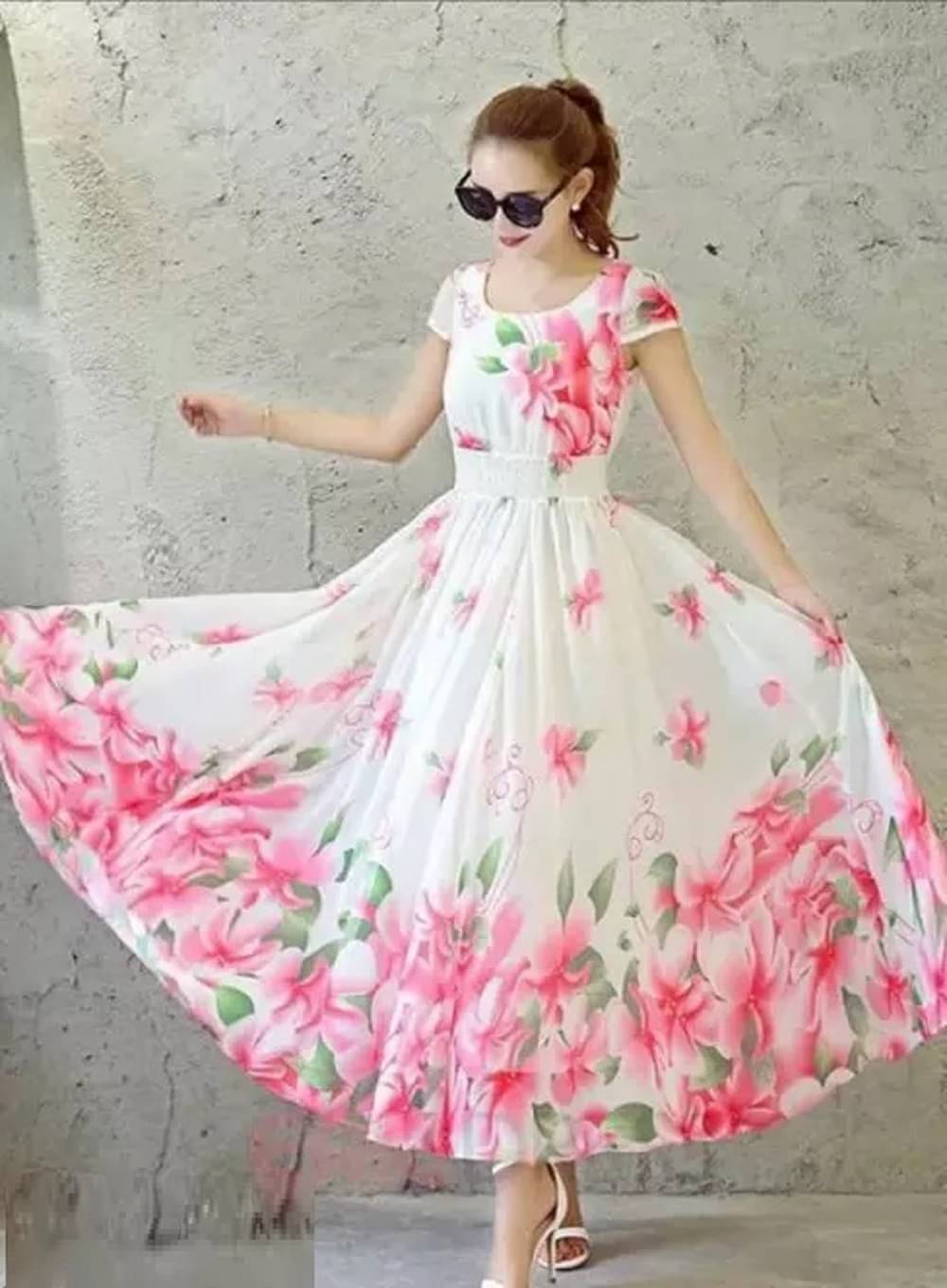     			BHAGVATI ENTERPRISE Pink Anarkali Georgette Women's Stitched Ethnic Gown ( Pack of 1 )