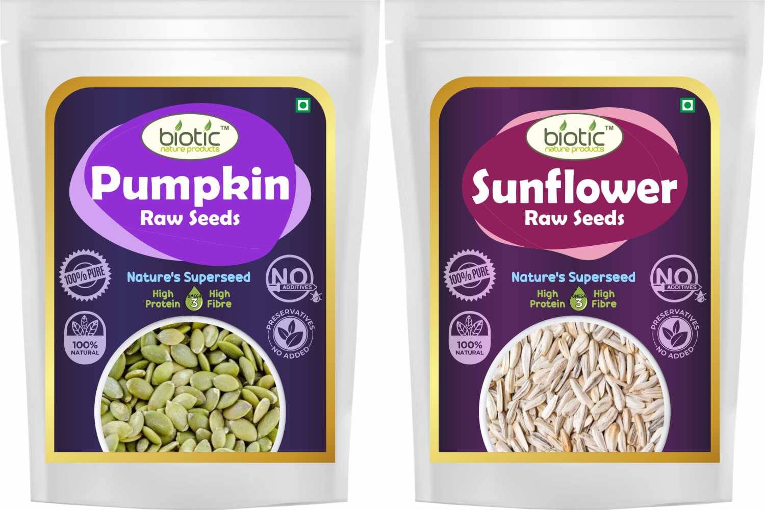     			Biotic Healthy Raw Pumpkin and Sunflower Seeds combo for Eating (200g each) 400 gm