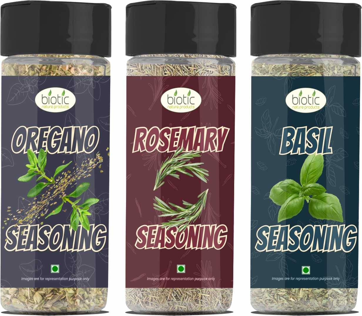 Biotic Seasoning Dried Herbs Oregano 45g Rosemary 30g & Basil 40g Mixed Herbs 115 gm     			Biotic Seasoning Dried Herbs Oregano 45g Rosemary 30g & Basil 40g Mixed Herbs 115 gm