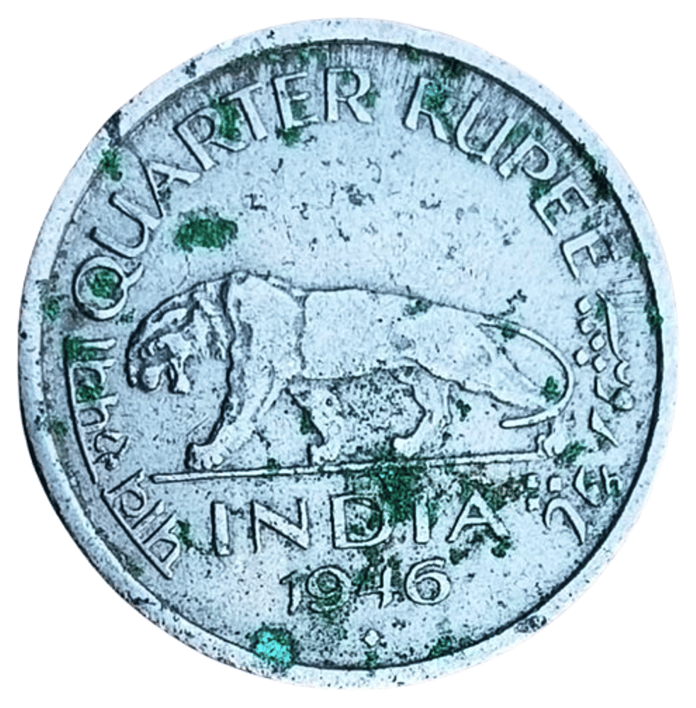     			British India Quarter Rupee 1946 Type Collection Coin