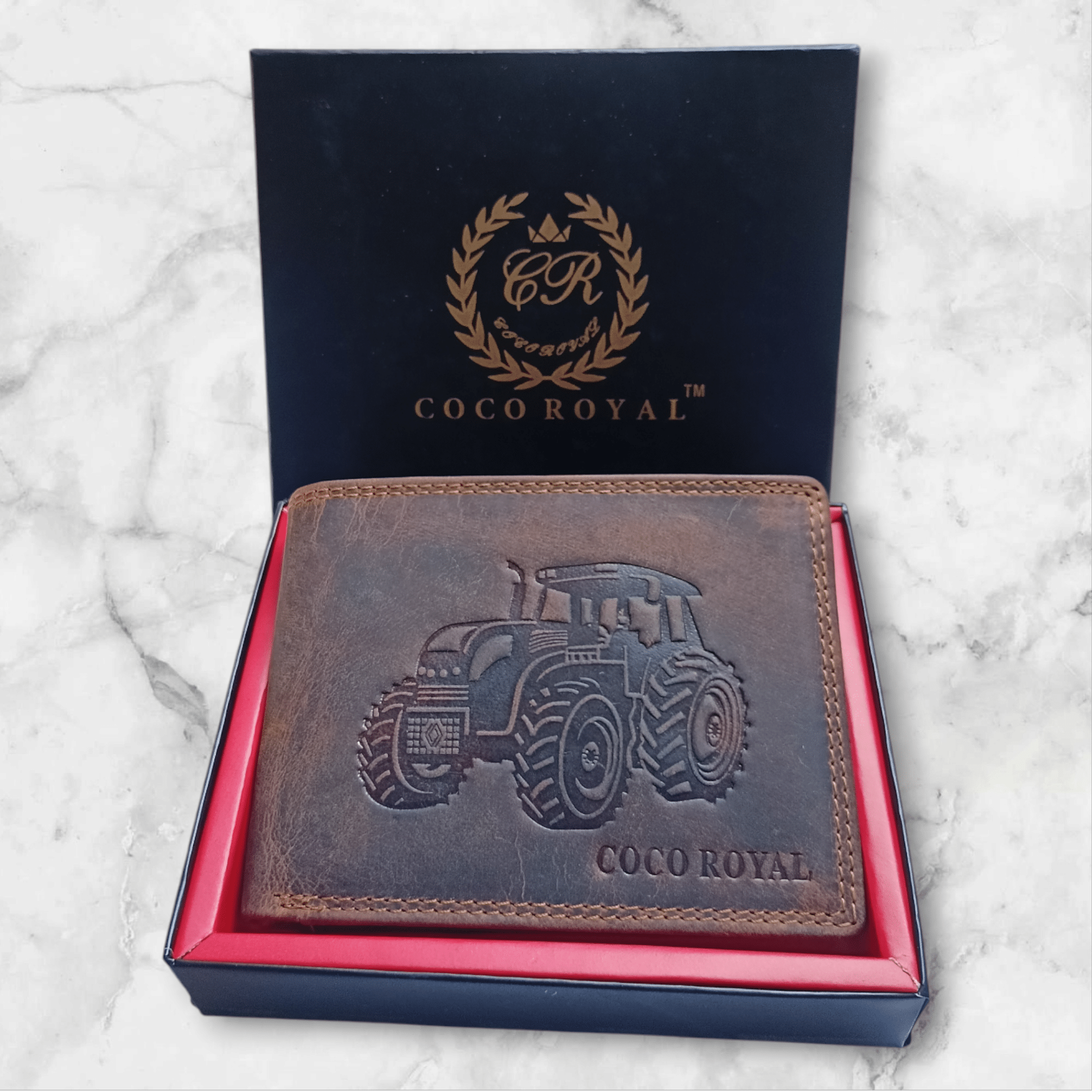     			COCO ROYAL 100% Leather Self Design Men's Two Fold Wallet With More Than 10 Slots For Card ( Brown , Pack of 1 )