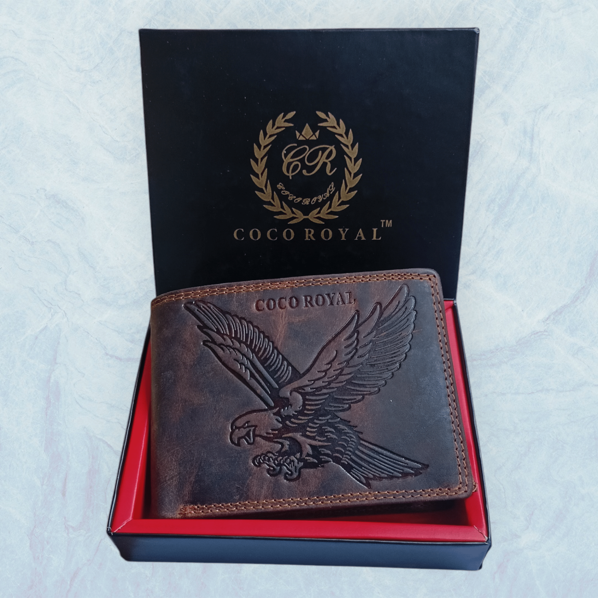     			COCO ROYAL 100% Leather Self Design Men's Two Fold Wallet With More Than 10 Slots For Card ( Brown , Pack of 1 )