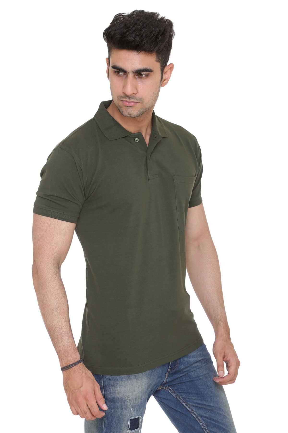     			Colors And Blends Pack of 1 Cotton Blend Regular Fit Solid Half Sleeves Men's Polo T Shirt ( Green )