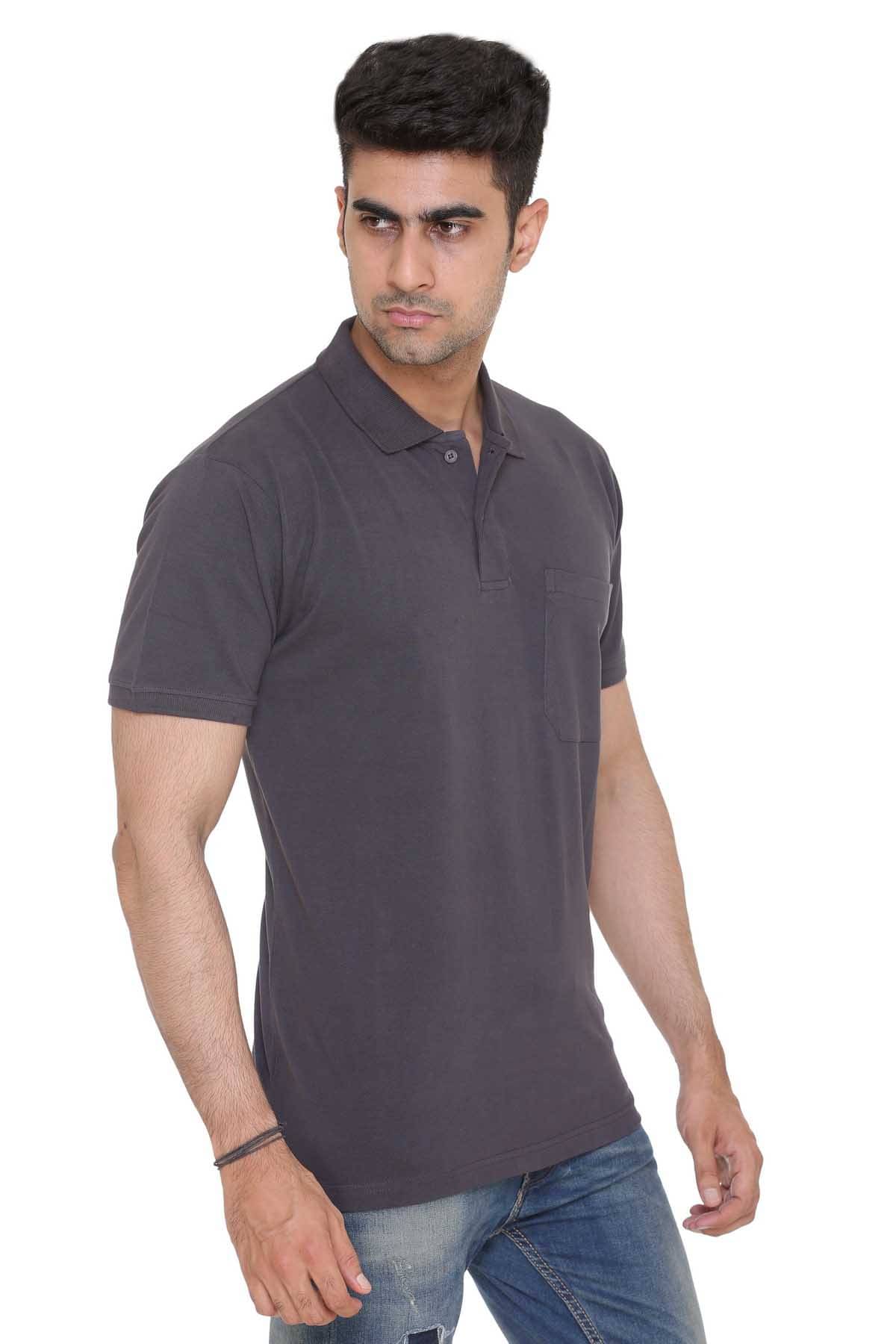 Colors And Blends Pack of 1 Cotton Blend Regular Fit Solid Half Sleeves Men's Polo T Shirt ( Charcoal ) Colors And Blends Pack of 1 Cotton Blend Regular Fit Solid Half Sleeves Men's Polo T Shirt ( Charcoal )