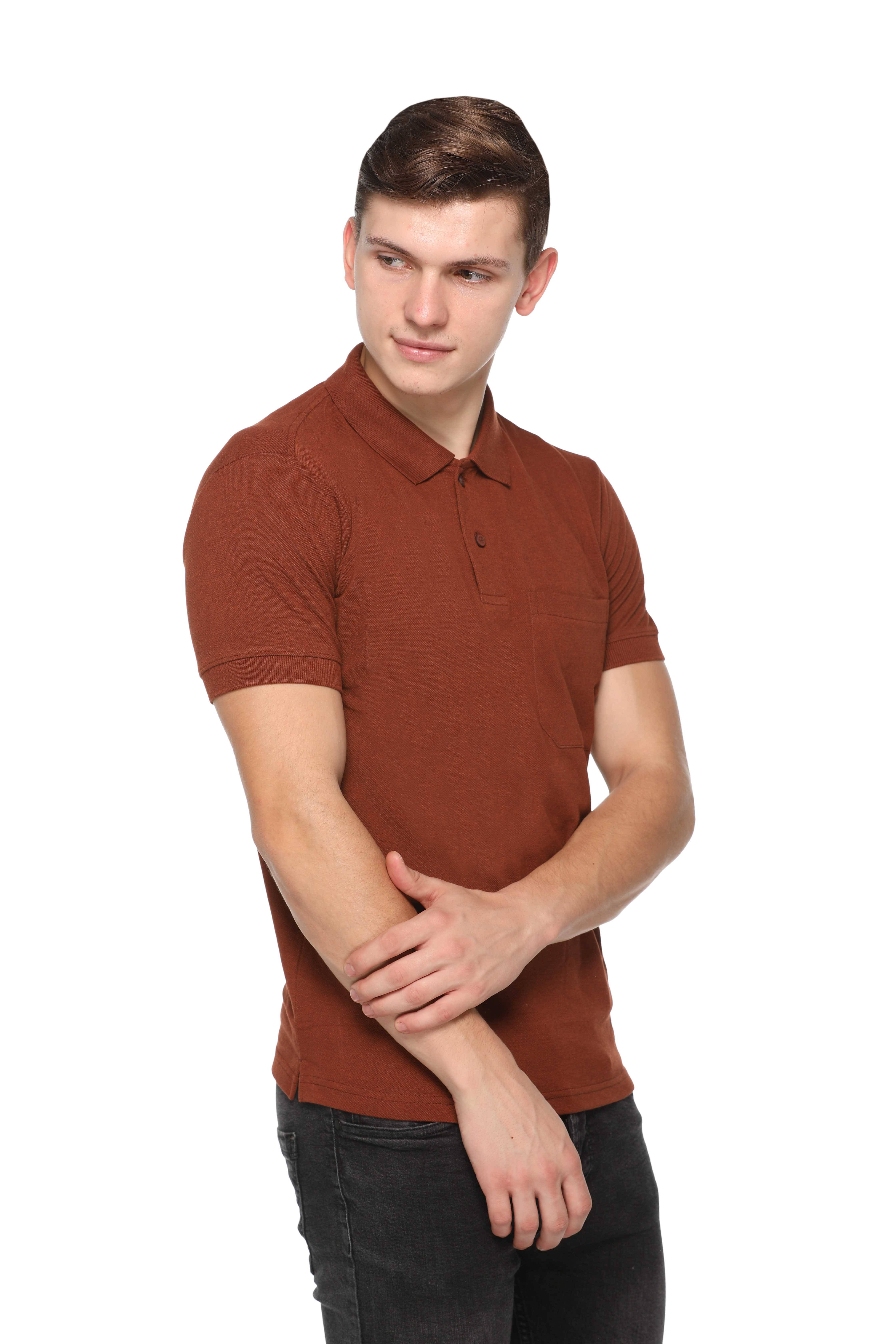     			Colors And Blends Pack of 1 Cotton Blend Regular Fit Solid Half Sleeves Men's Polo T Shirt ( Rust )