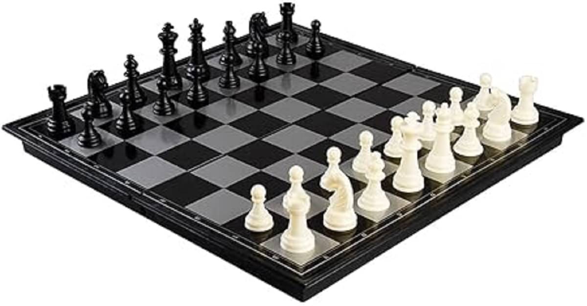 DENFE Magnetic Chessboard Game Set with Folding Travel Portable Case Chess Board Set with Folding Chess Board 2 Players Travel Toys for Kids and Adults DENFE Magnetic Chessboard Game Set with Folding Travel Portable Case Chess Board Set with Folding Chess Board 2 Players Travel Toys for Kids and Adults