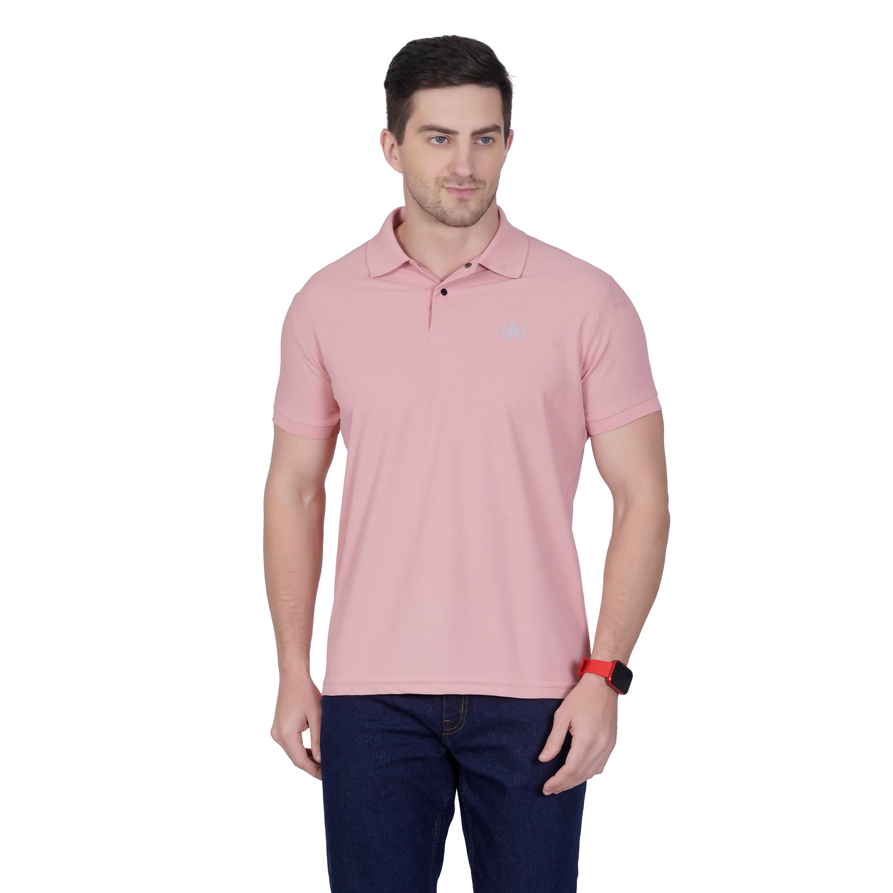     			DIDOT Pack of 1 Cotton Blend Regular Fit Solid Half Sleeves Men's Polo T Shirt ( Light Pink )
