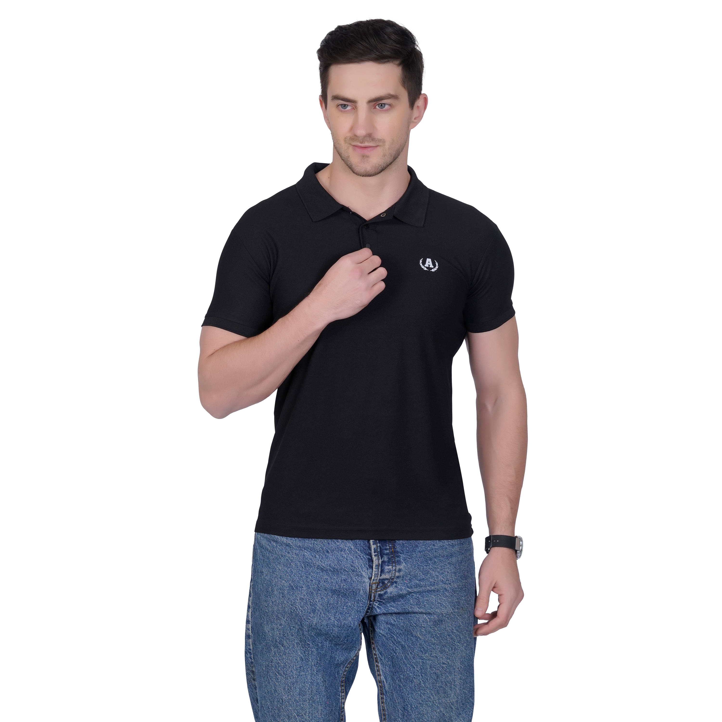     			DIDOT Pack of 1 Cotton Blend Regular Fit Solid Half Sleeves Men's Polo T Shirt ( Charcoal )