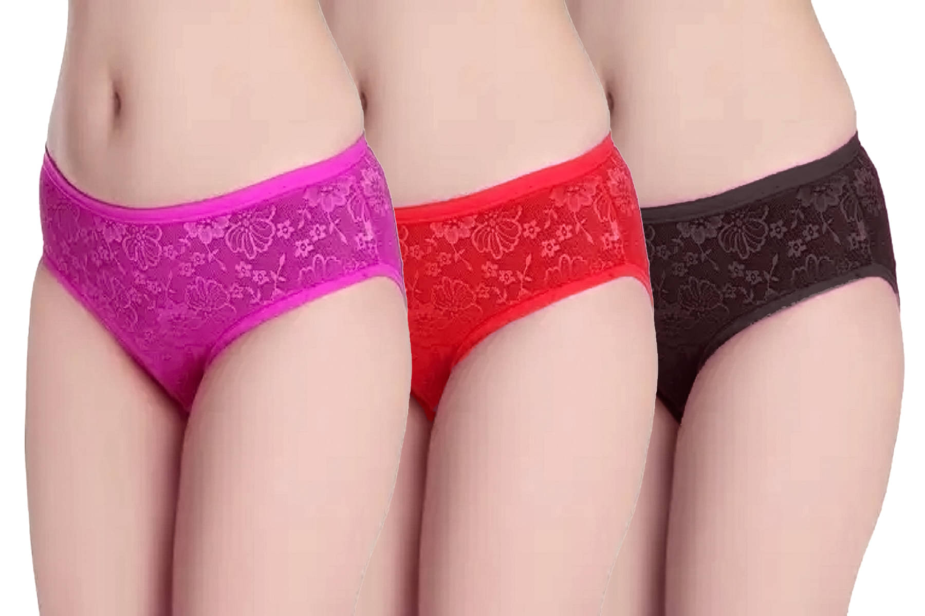 DOOZIE LOVEPLUS Pack of 3 Net/Mesh Bikini For Women ( Multi Color ) DOOZIE LOVEPLUS Pack of 3 Net/Mesh Bikini For Women ( Multi Color )
