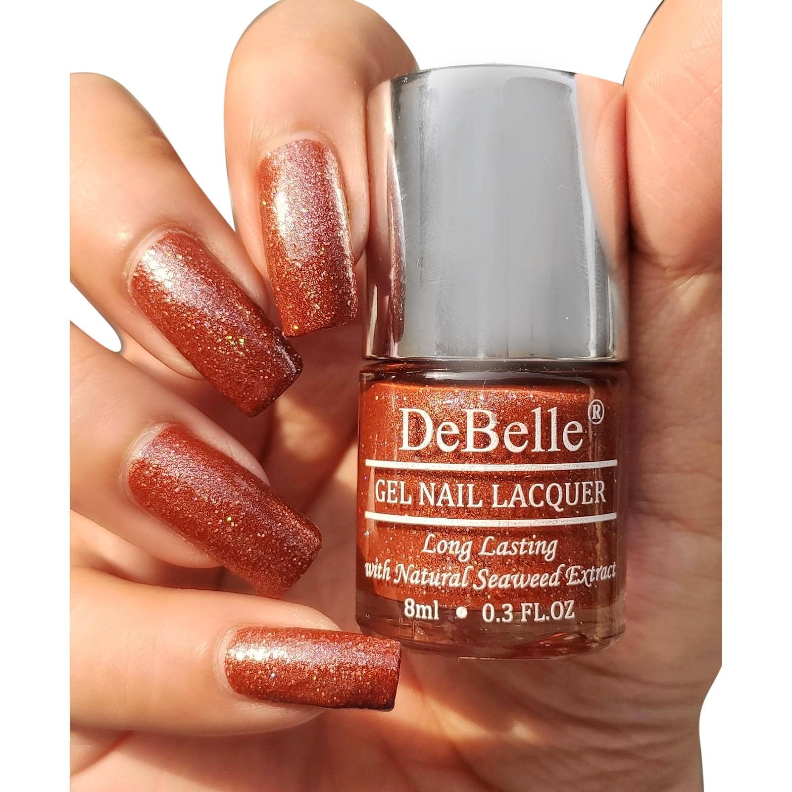 DeBelle Brown Glitter Nail Polish 8 ( Pack of 1 )