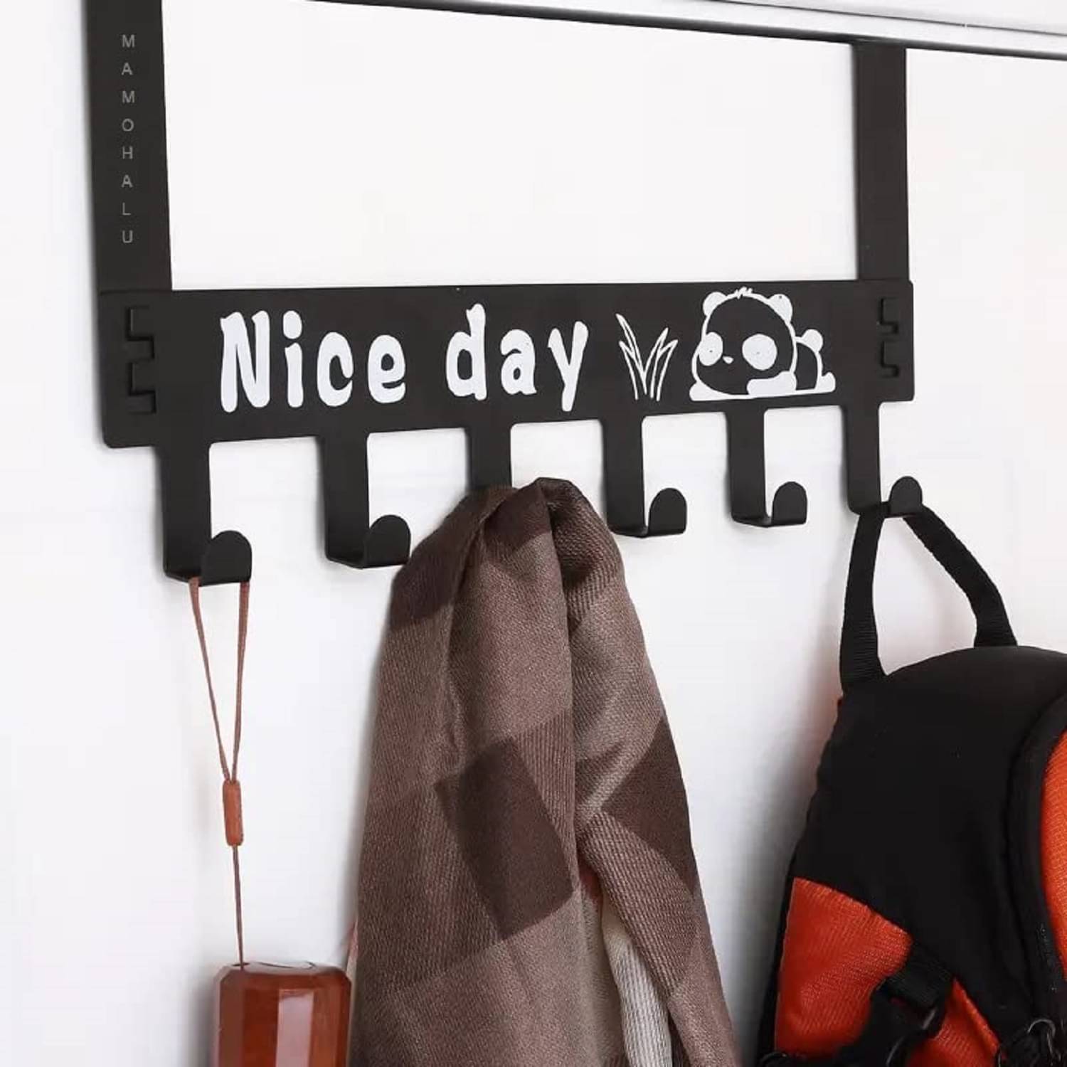     			Door Hanger for Cloths Heavy Duty Carbon Metal Drill Free Door Handing Hooks Suitable for Bathroom Kitchen | Removable Door Hanger |Scarf, Coat, Towel Holder |Carbon Steel Black