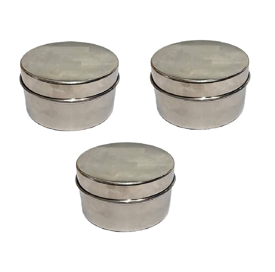     			Dynore Steel Silver Utility Container ( Set of 3 )