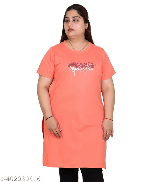     			EVEGRAZE Pack of 1 Cotton Blend Printed Straight Women's Kurti - ( Orange )