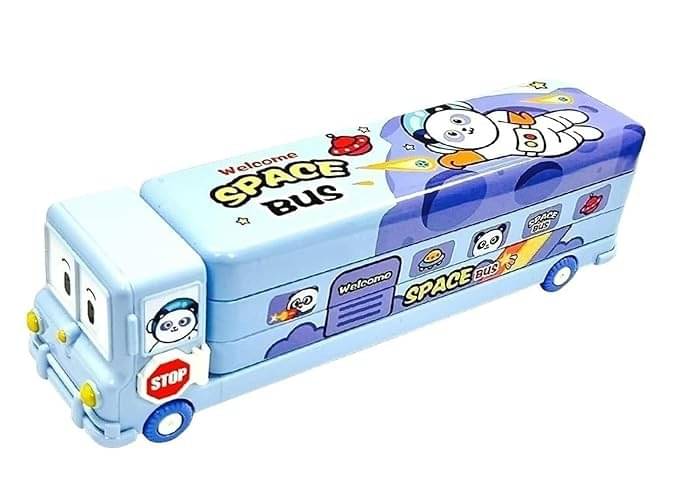     			Eclet 1pc Bus Shape Pencil Box School Bus Metal Geometry Box Random color pack 1 Geometry Box  (Blue) multicolour