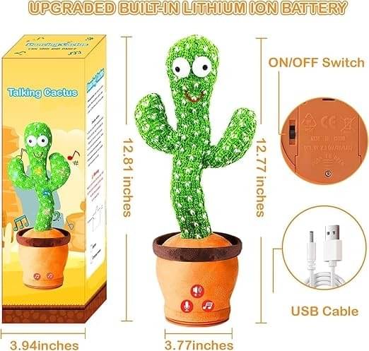     			Eclet Dancing Cactus Toys For Voice Recording Repeats Toy Light & Sound Funny Play Toy  (Multicolor)set of 1