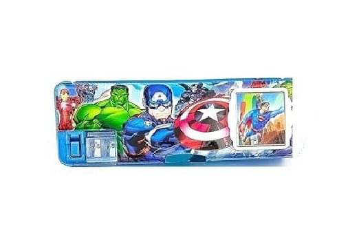     			Eclet Design Calculator Pencil Box with Notebook Stickers Art Plastic Pencil Box  (Set of 1, Blue)