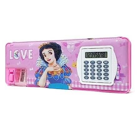     			Eclet Inbuilt Calculator & Sharpener for Girls and Boys Birthday Return Gift Disney Princess Art Plastic Pencil Box  (Set of 1, Pink)