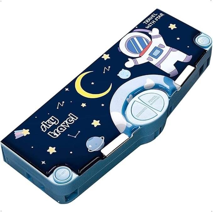     			Eclet Pencil Box Integrated Sharpener and Magnetic Lock, Dual Compartments Pencil case box with Stationery Combo Set For boys Pencil Box For Boys/Girls Art Plastic Pencil Box  (Set of 1, Multicolor)