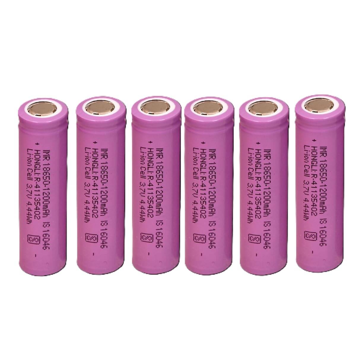 Faymla Hongli Lithium Ion 1200mAH Rechargeable Cell Batteries, LED, Bluetooth Speaker, Laptops, Power Bank & Torch, Flat Top, 3.7V, (Pack-of-6) Faymla Hongli Lithium Ion 1200mAH Rechargeable Cell Batteries, LED, Bluetooth Speaker, Laptops, Power Bank & Torch, Flat Top, 3.7V, (Pack-of-6)