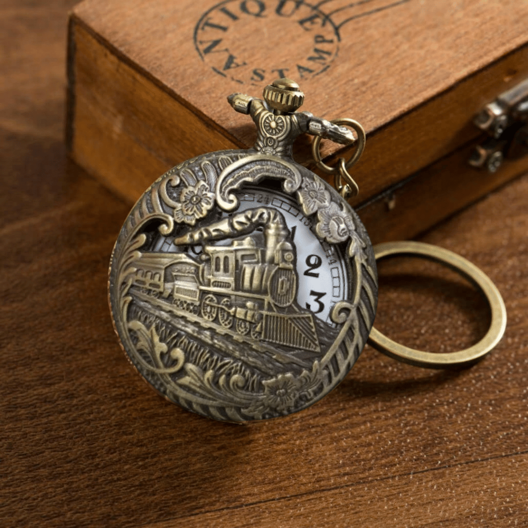 Gala Time Antique Engine Theme Pocket Watch Keychain For Travelers,Kid,Teen,Men Women Gift Keychain ( Pack of 1 )
