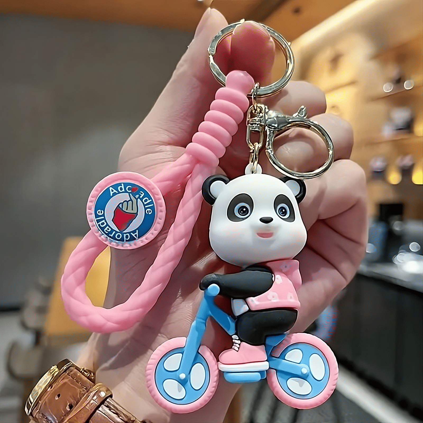     			GT Gala Time Cute Pink Panda Cycling Silicone keychain for bike Cute Bag Charm for Girls Gift Key Chain