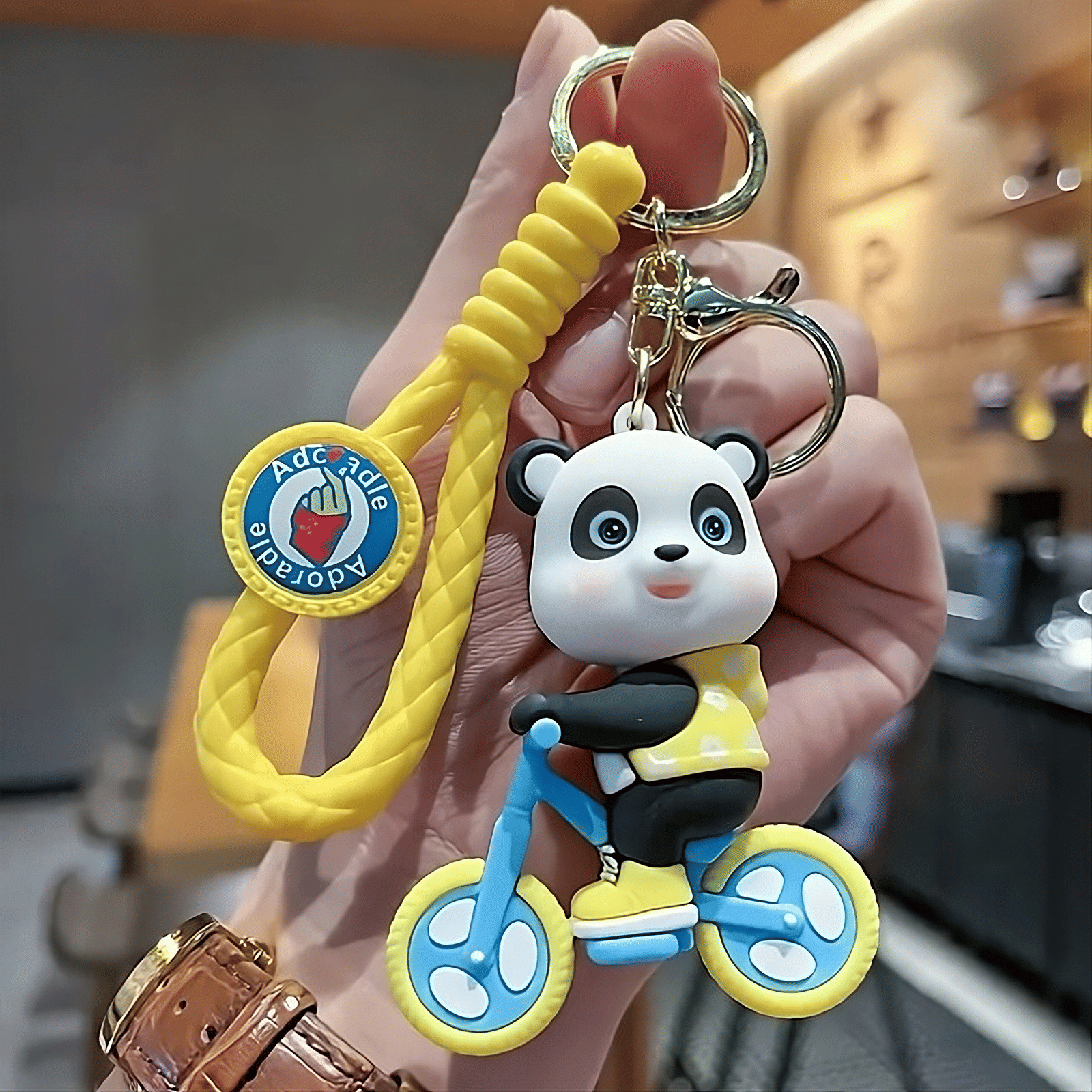     			GT Gala Time Trendy Yellow Panda 3D Cute Keychain Bag Charm for Girls & Boys Gifting Metal Key Chain