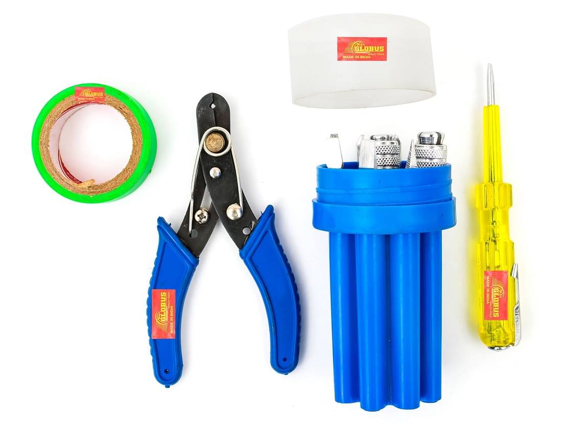     			Globus 228-SCREW DRIVER (SET/9) IN BOX & LINE TESTER (5"/125MM) (PVC INSULATION TAPE)& (WIRE CUTTER 5INCH)Hand Tool Kit