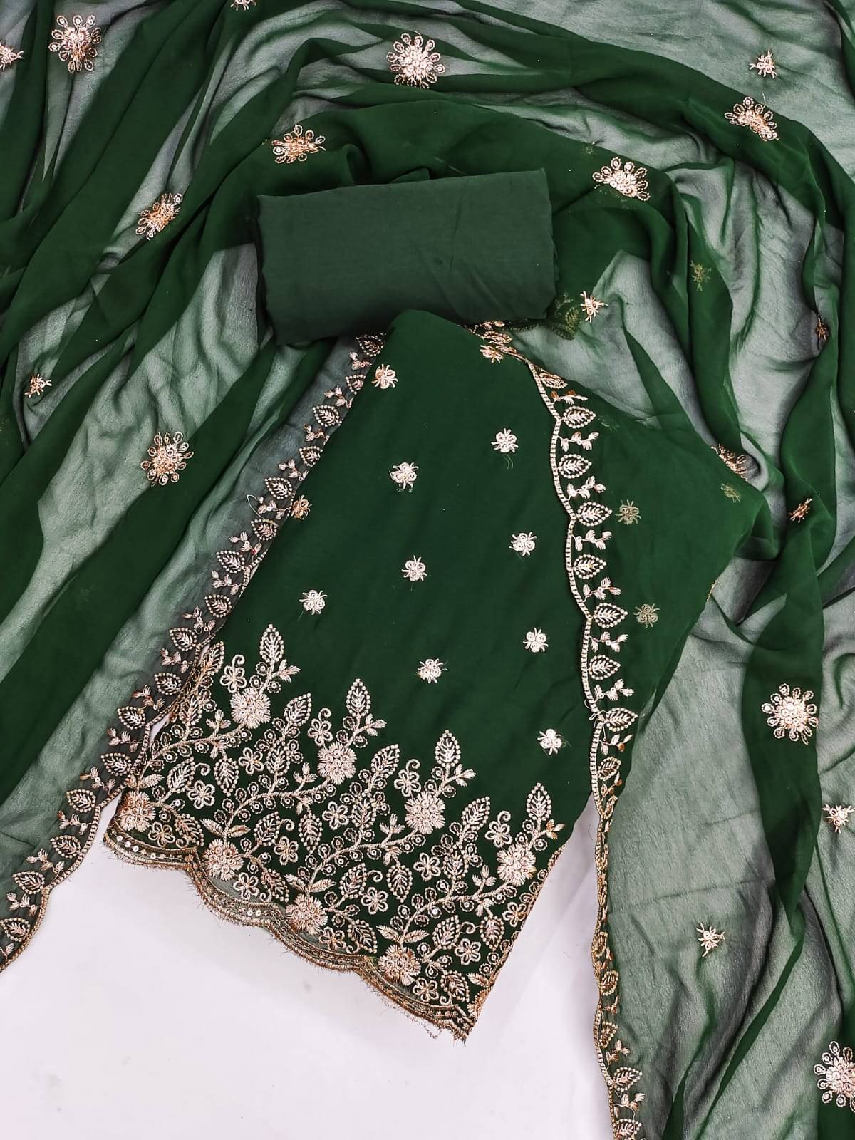 HL SILKMILLS Unstitched Georgette Embroidered Dress Material - Green ( Pack of 1 ) HL SILKMILLS Unstitched Georgette Embroidered Dress Material - Green ( Pack of 1 )