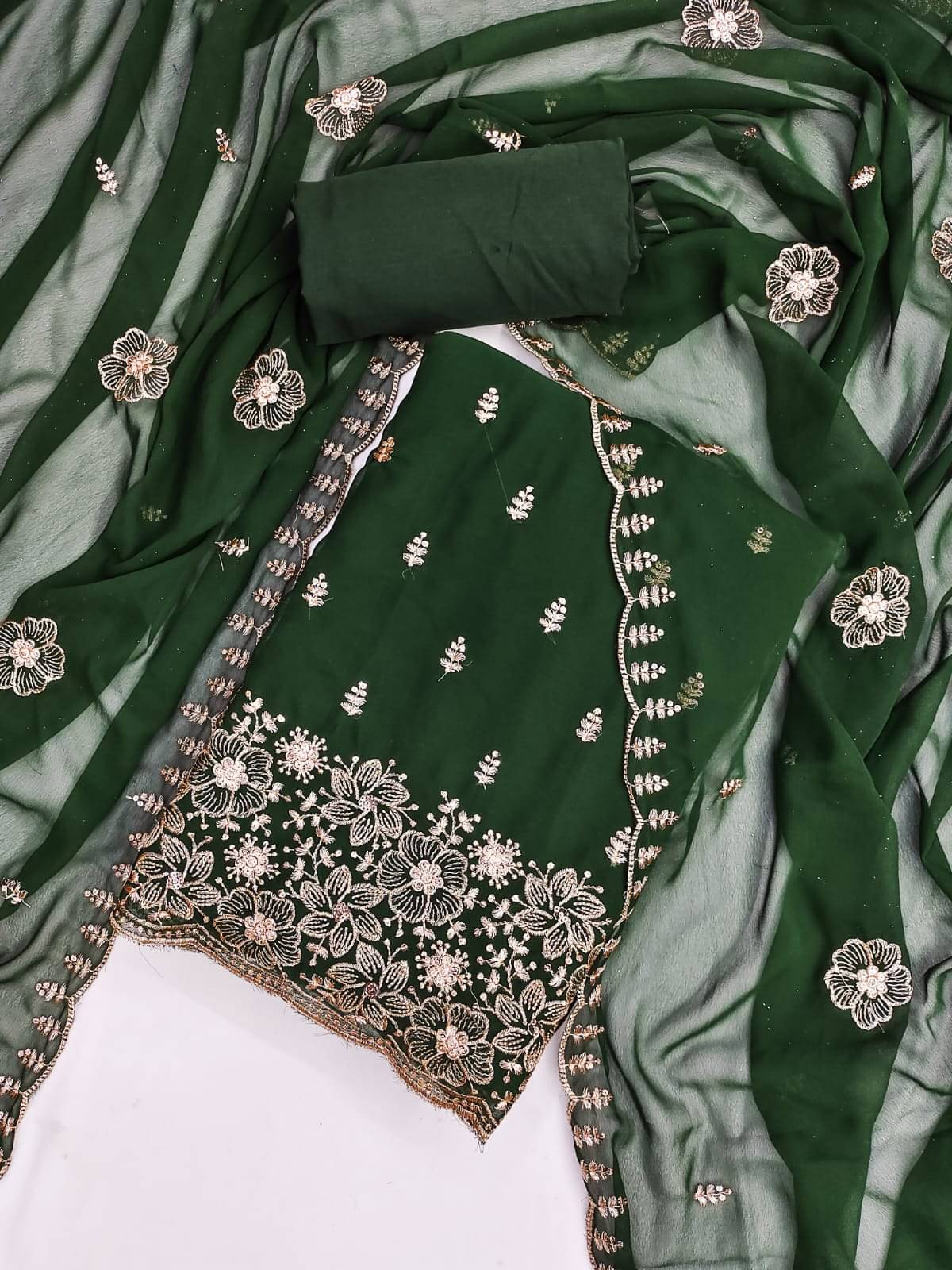 HL SILKMILLS Unstitched Georgette Embroidered Dress Material - Green ( Pack of 1 ) HL SILKMILLS Unstitched Georgette Embroidered Dress Material - Green ( Pack of 1 )