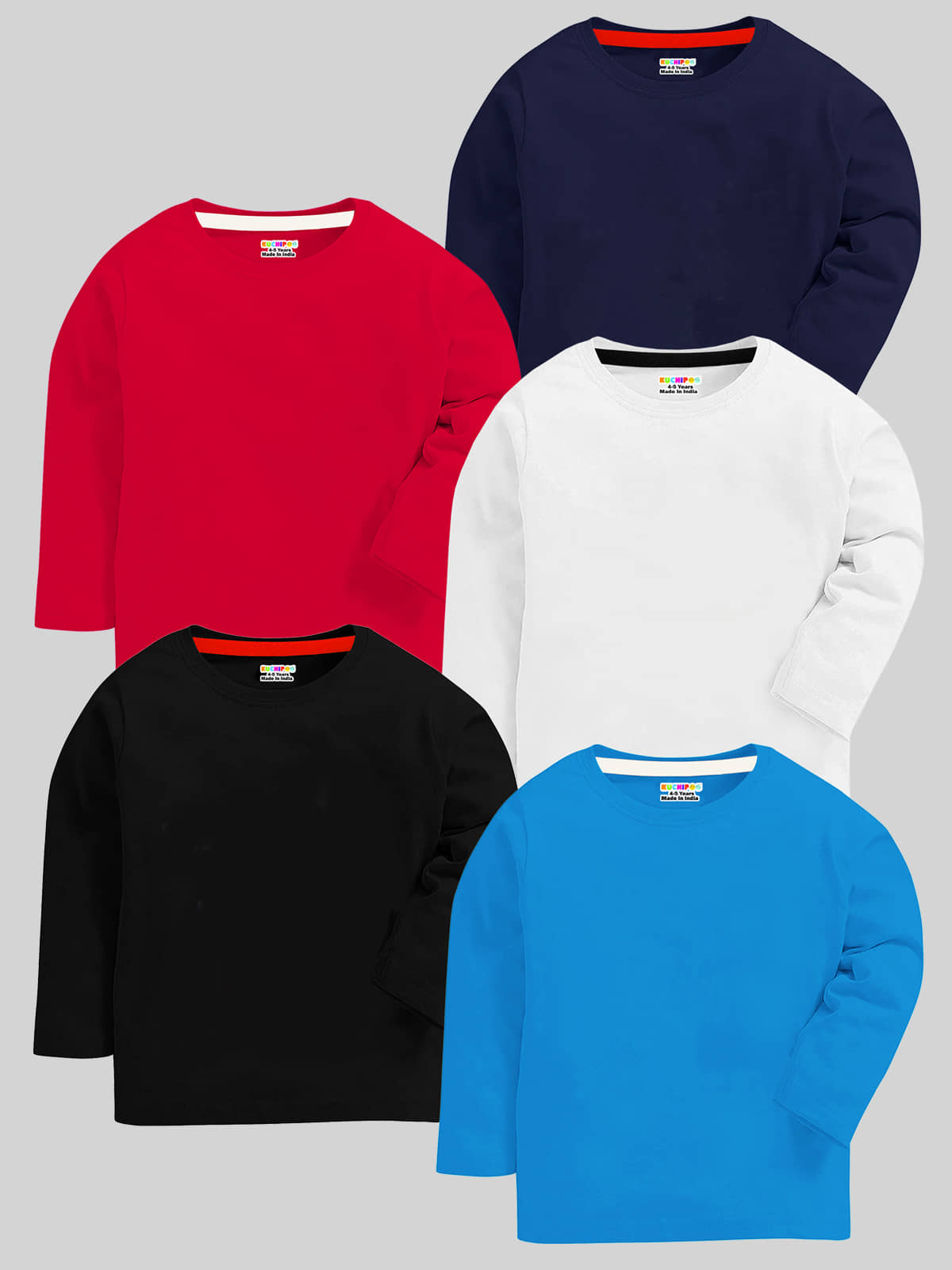 Kuchipoo Pack of 5 Boys Cotton Blend T-Shirt ( Multicolor 1 )