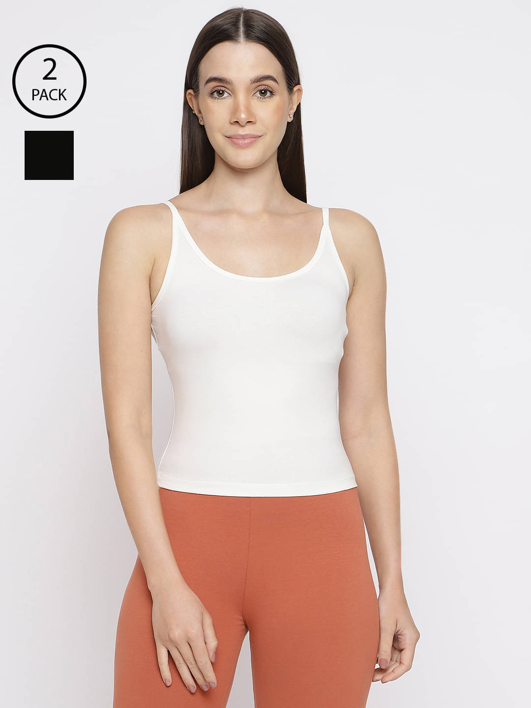     			La Intimo Pack of 2 Cotton Lycra Spaghettis ( Multicolor )