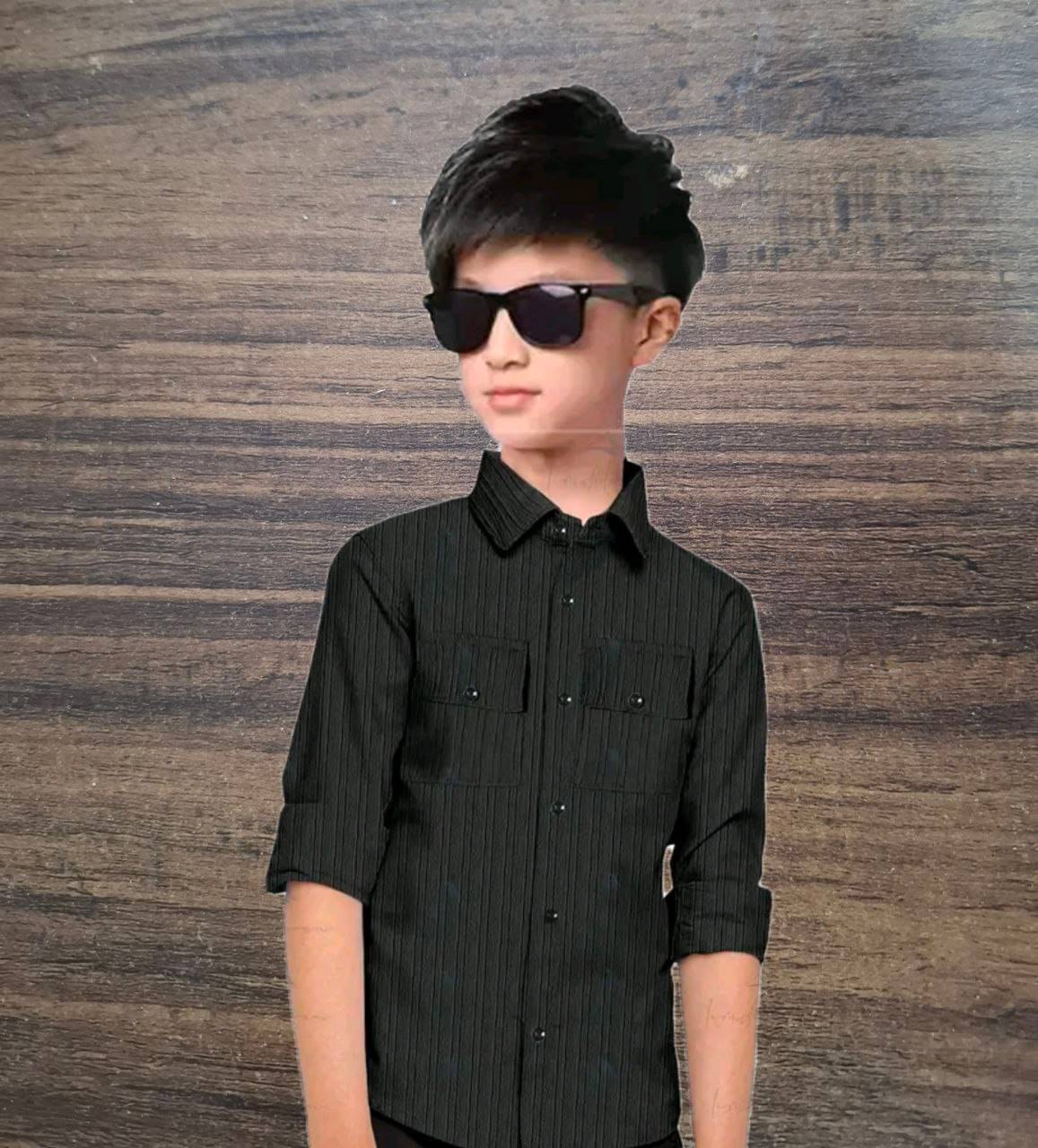 Mameru Pack of 1 Boys Cotton Blend Full Sleeves Shirt ( Black )     			Mameru Pack of 1 Boys Cotton Blend Full Sleeves Shirt ( Black )
