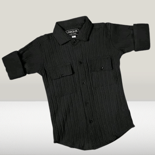     			Mameru Pack of 1 Boys Cotton Blend Full Sleeves Shirt ( Black )