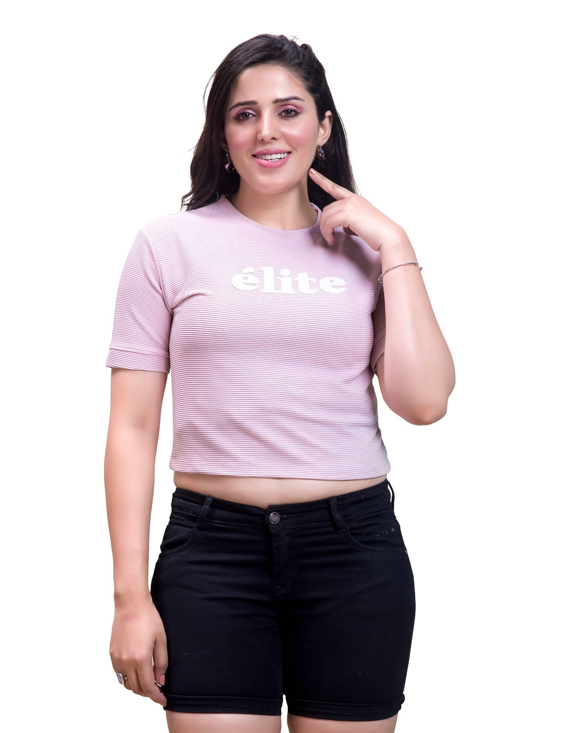 Monisha Plus Women's Cotton Blend Crop Top ( Pink ) Monisha Plus Women's Cotton Blend Crop Top ( Pink )