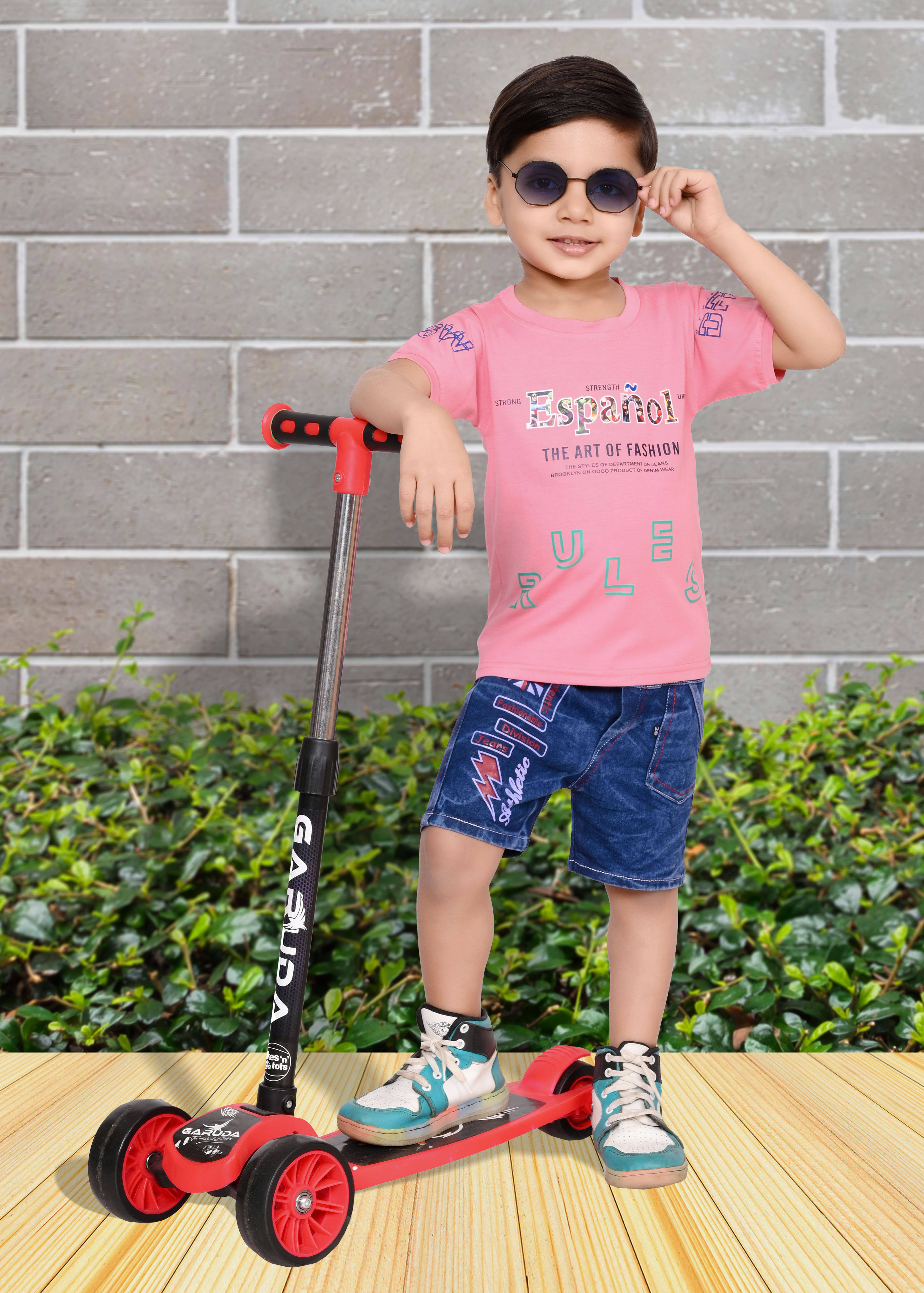     			NTD FASHION Pack of 1 Baby Boys Cotton Blend T-Shirt & Pants Set ( Pink )