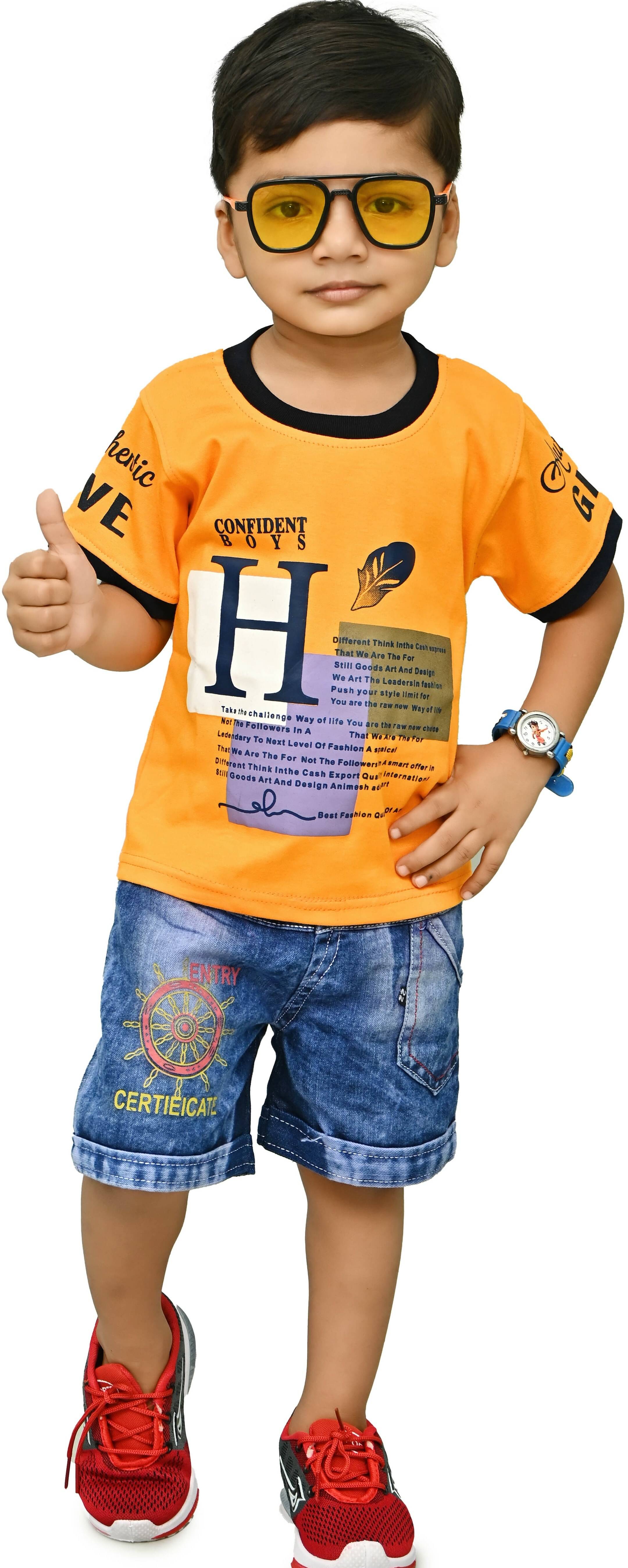 NTD FASHION Pack of 1 Baby Boys Cotton Blend T-Shirt & Shorts Set ( Orange ) NTD FASHION Pack of 1 Baby Boys Cotton Blend T-Shirt & Shorts Set ( Orange )