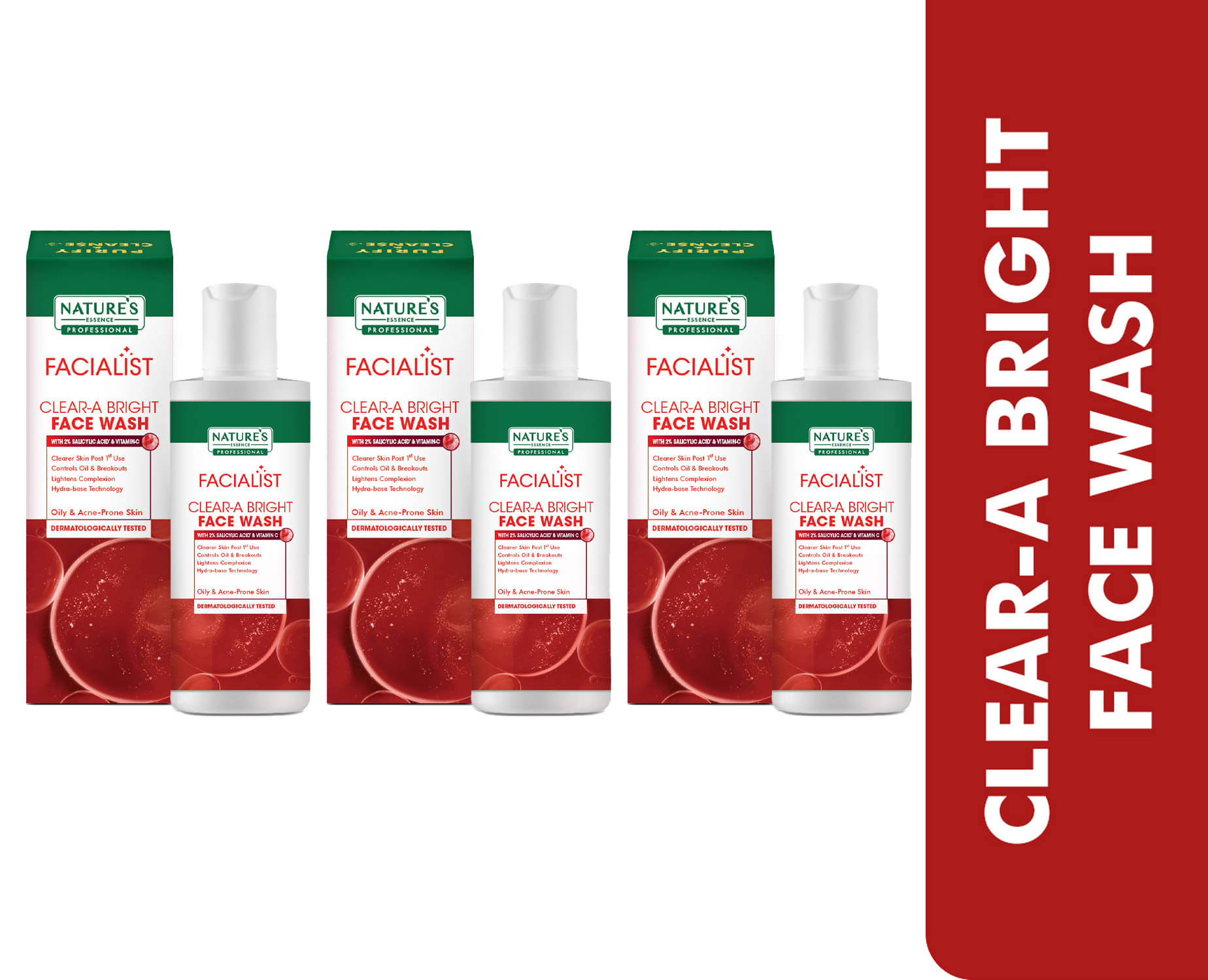     			Nature's Essence Faclalist Clear-A Bright Face Wash, 100gm, (Pack of 3)