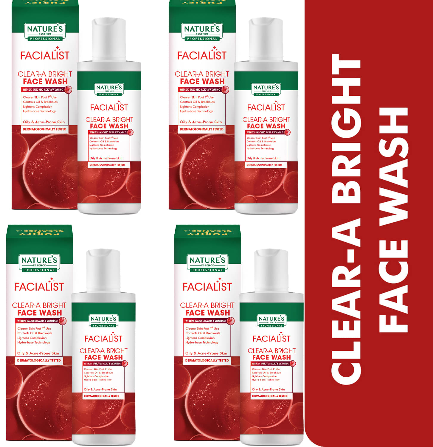     			Nature's Essence Faclalist Clear-A Bright Face Wash, 100gm, (Pack of 4)