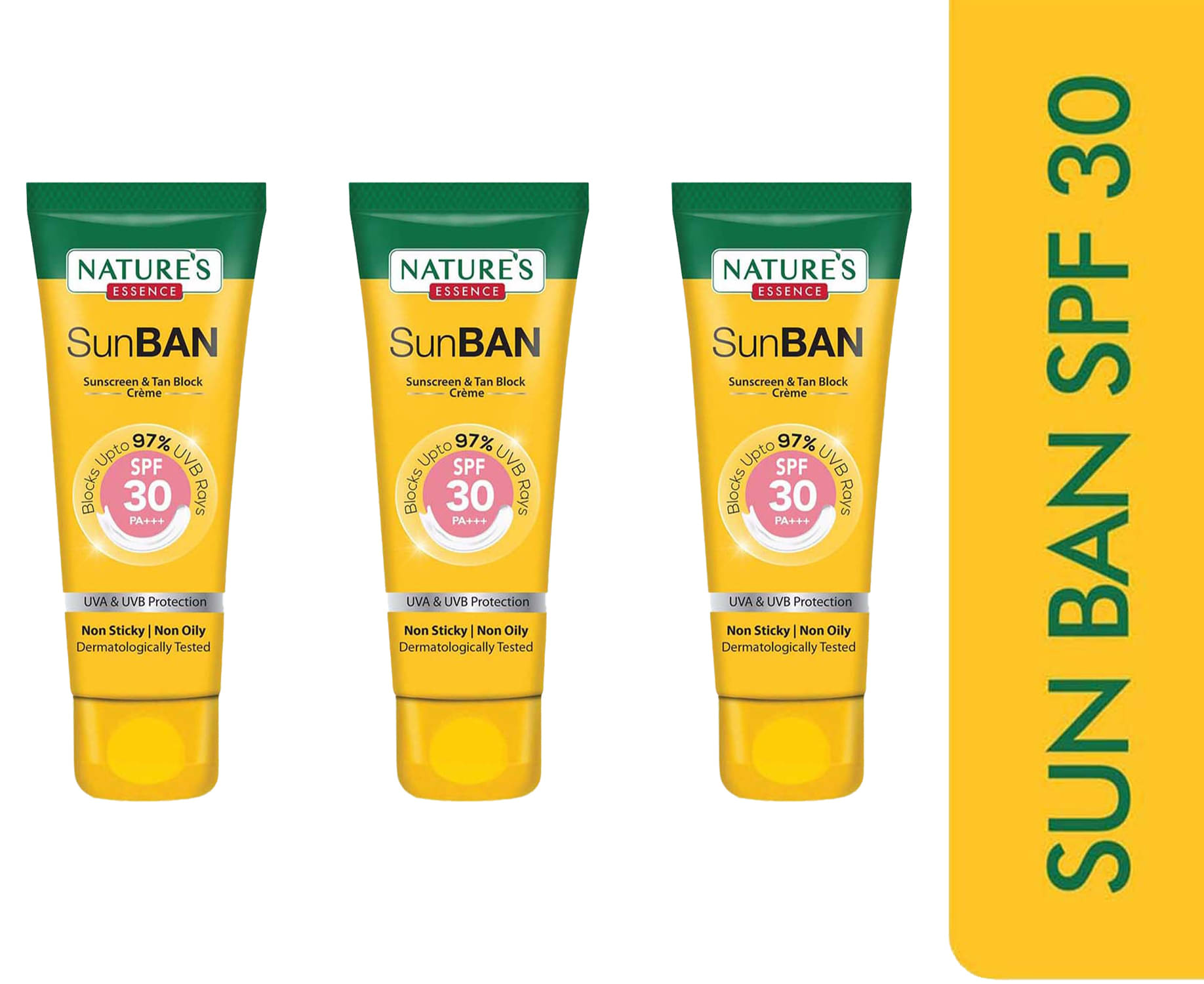     			Nature's Essence SunBan Sunscreen & Tan Black Laction Spf 30, 120ml, (Pack of 3)