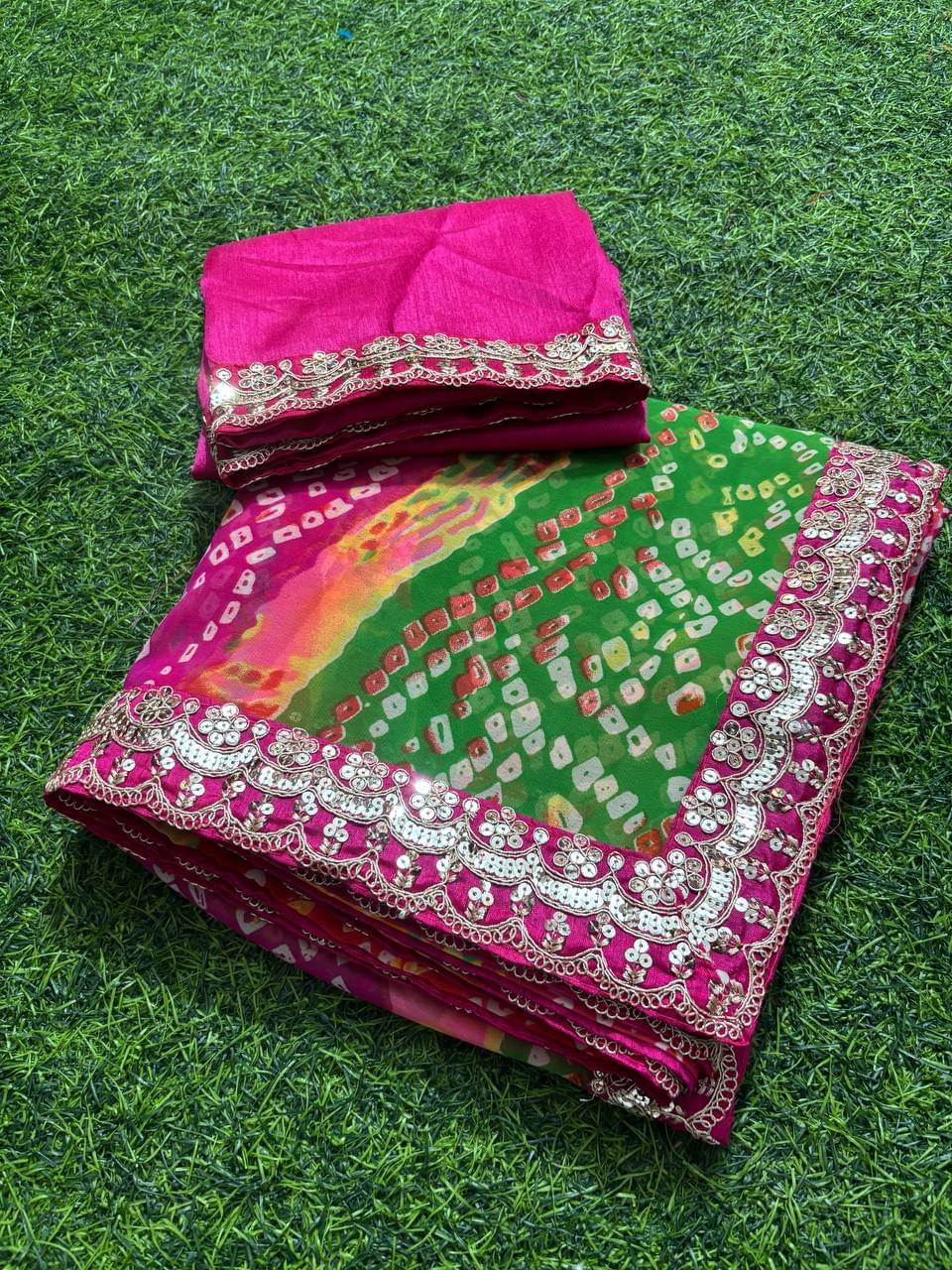 Nil Madhav Art Georgette Printed Saree With Unstitched Blouse Piece ( Multicolor 20 ) Nil Madhav Art Georgette Printed Saree With Unstitched Blouse Piece ( Multicolor 20 )