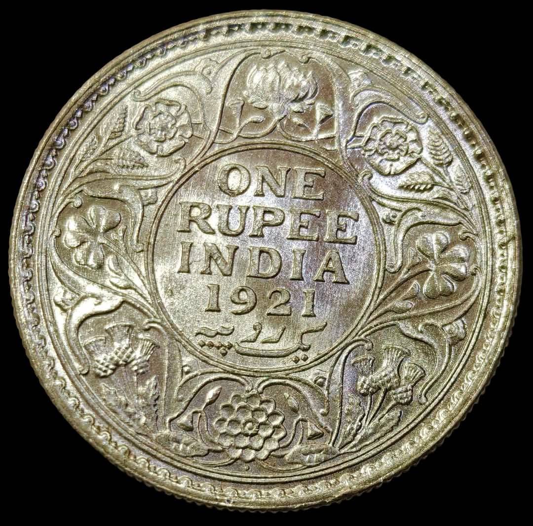     			ONE RUPEES 1921 SILVER COIN