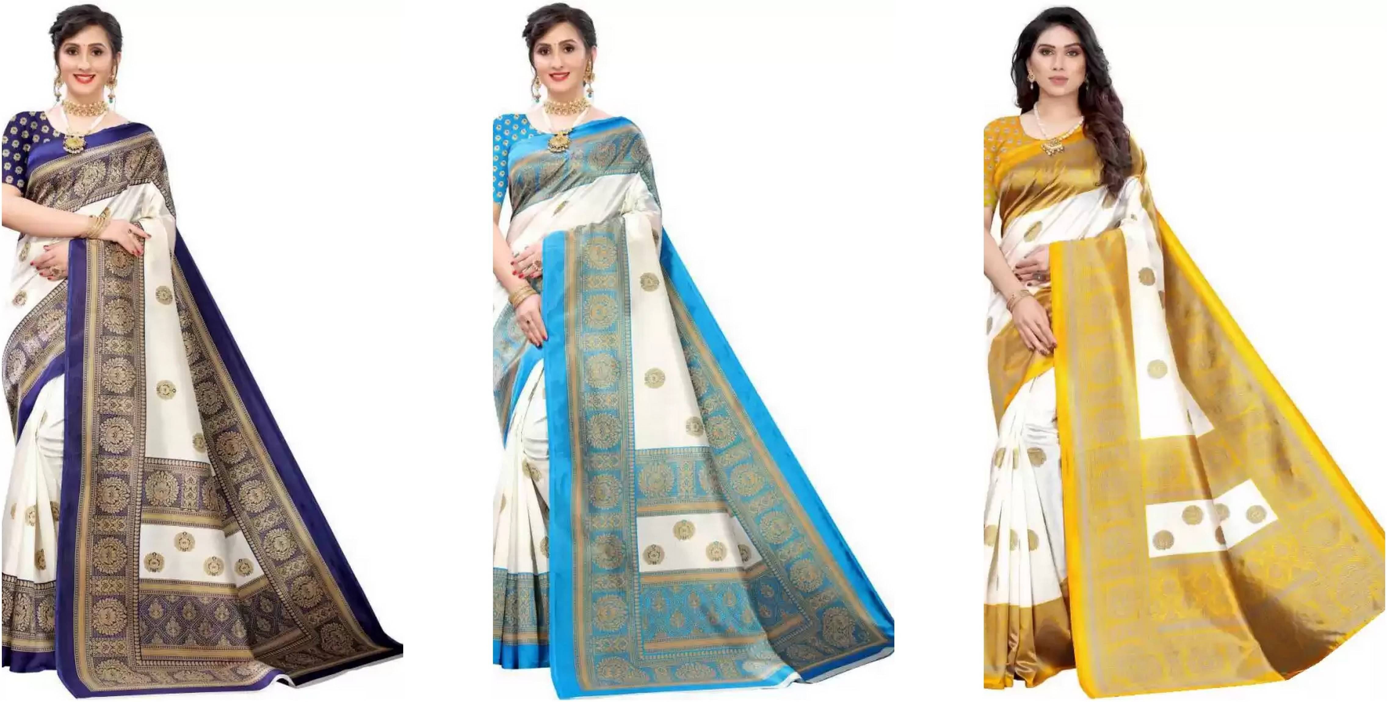 RUNAYA NX Art Silk Printed Saree With Unstitched Blouse Piece ( Multicolor ) RUNAYA NX Art Silk Printed Saree With Unstitched Blouse Piece ( Multicolor )