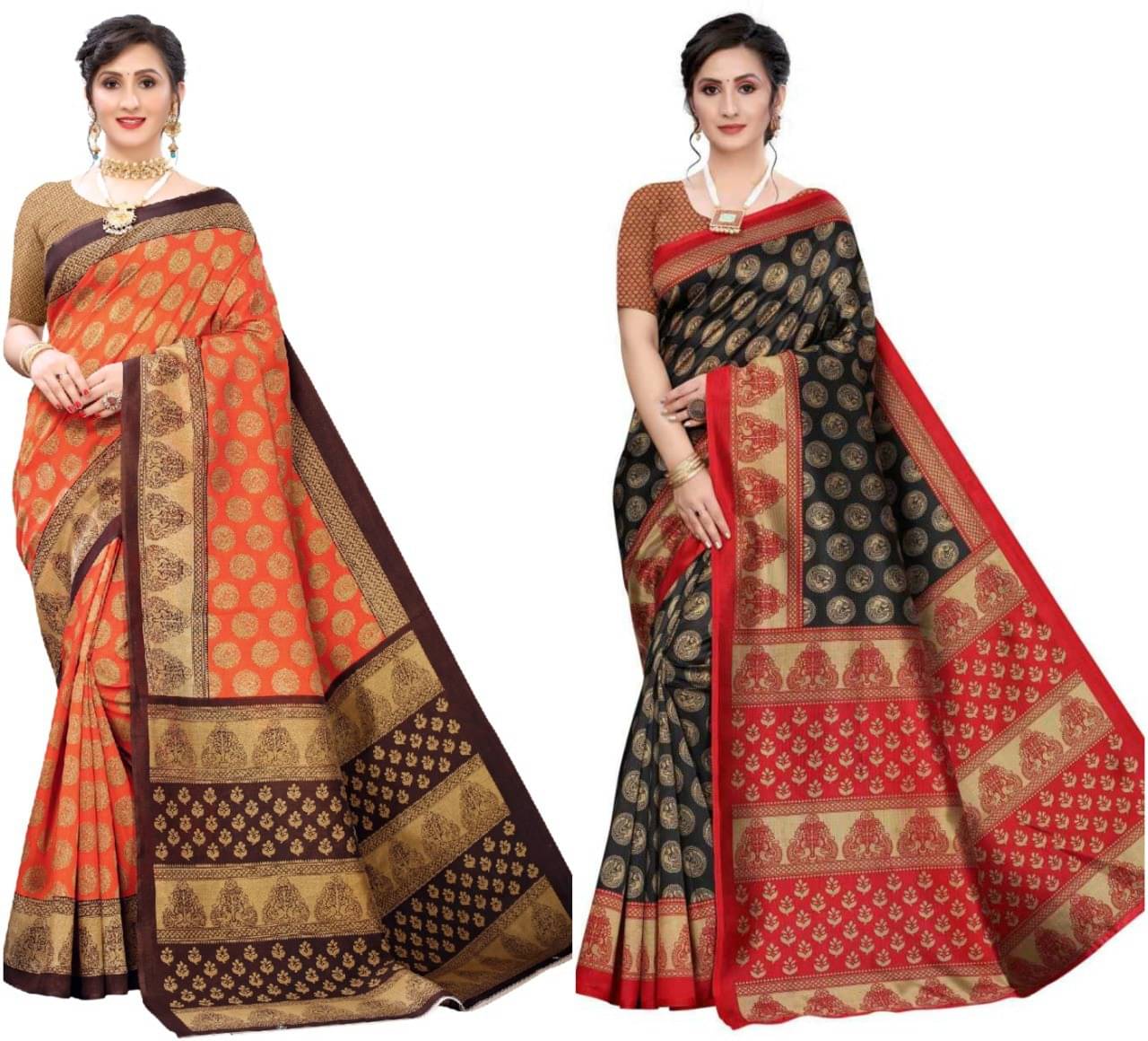     			RUNAYA NX Art Silk Printed Saree With Unstitched Blouse Piece ( Multicolor )