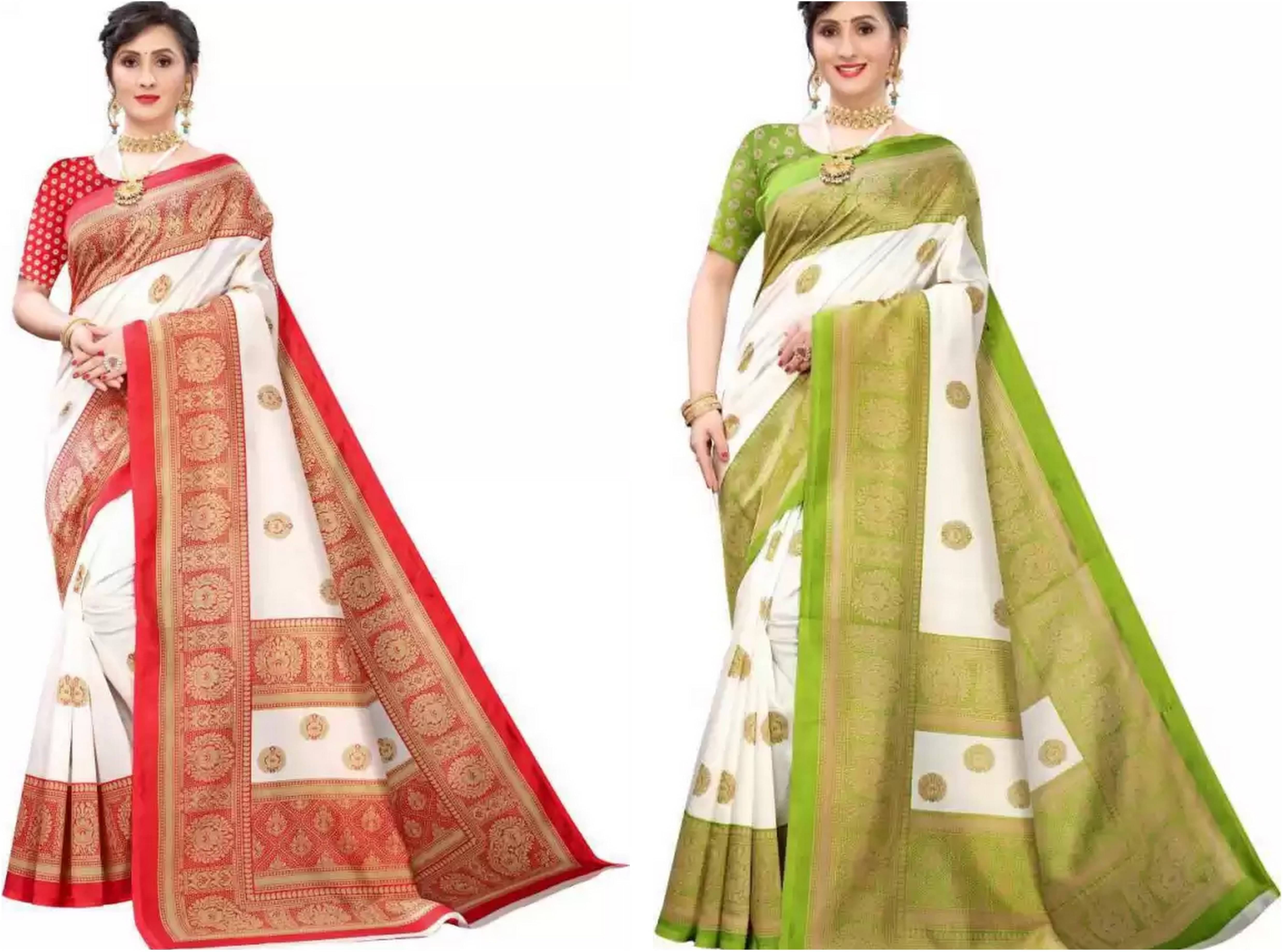     			RUNAYA NX Art Silk Printed Saree With Unstitched Blouse Piece ( Multicolor )