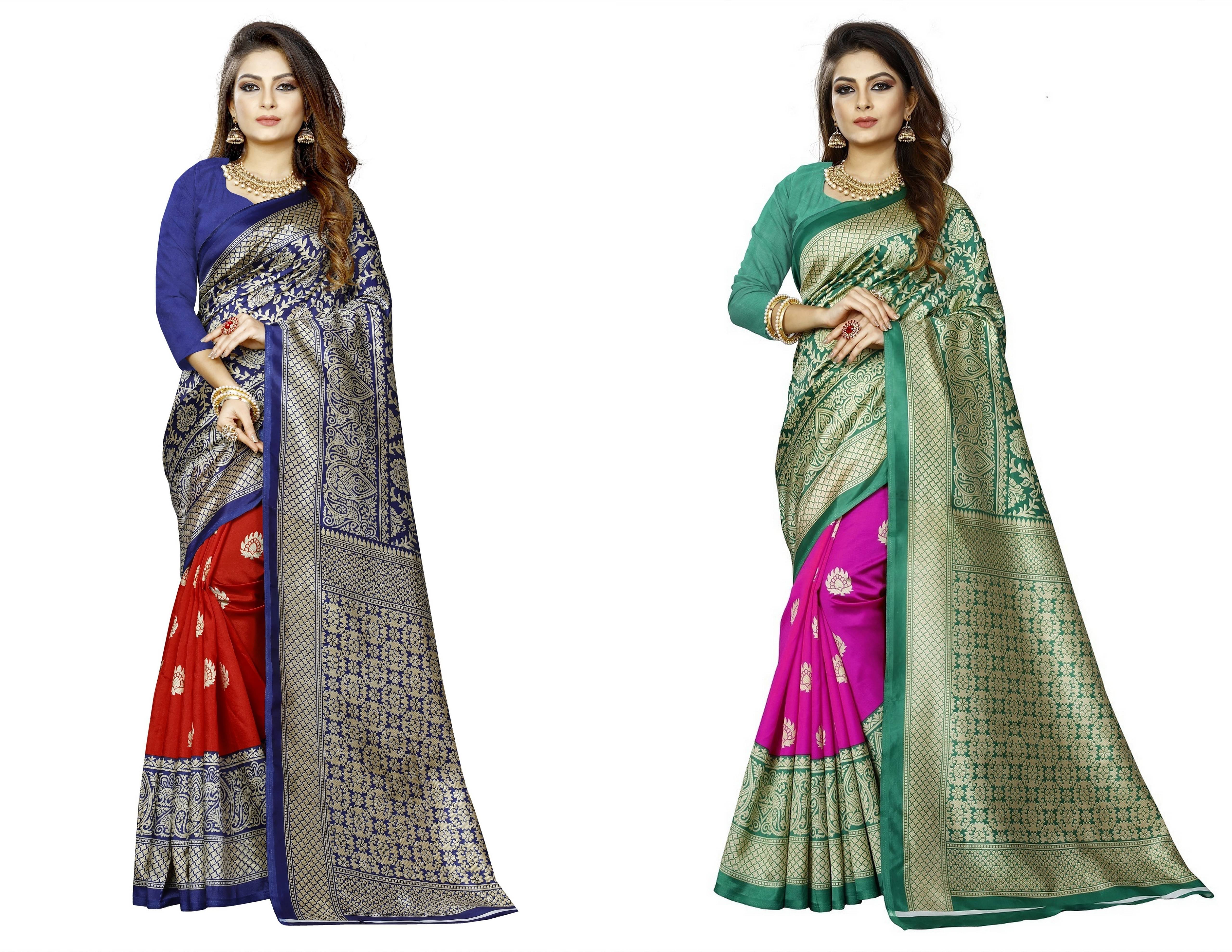     			RUNAYA NX Art Silk Printed Saree With Unstitched Blouse Piece ( Multicolor )