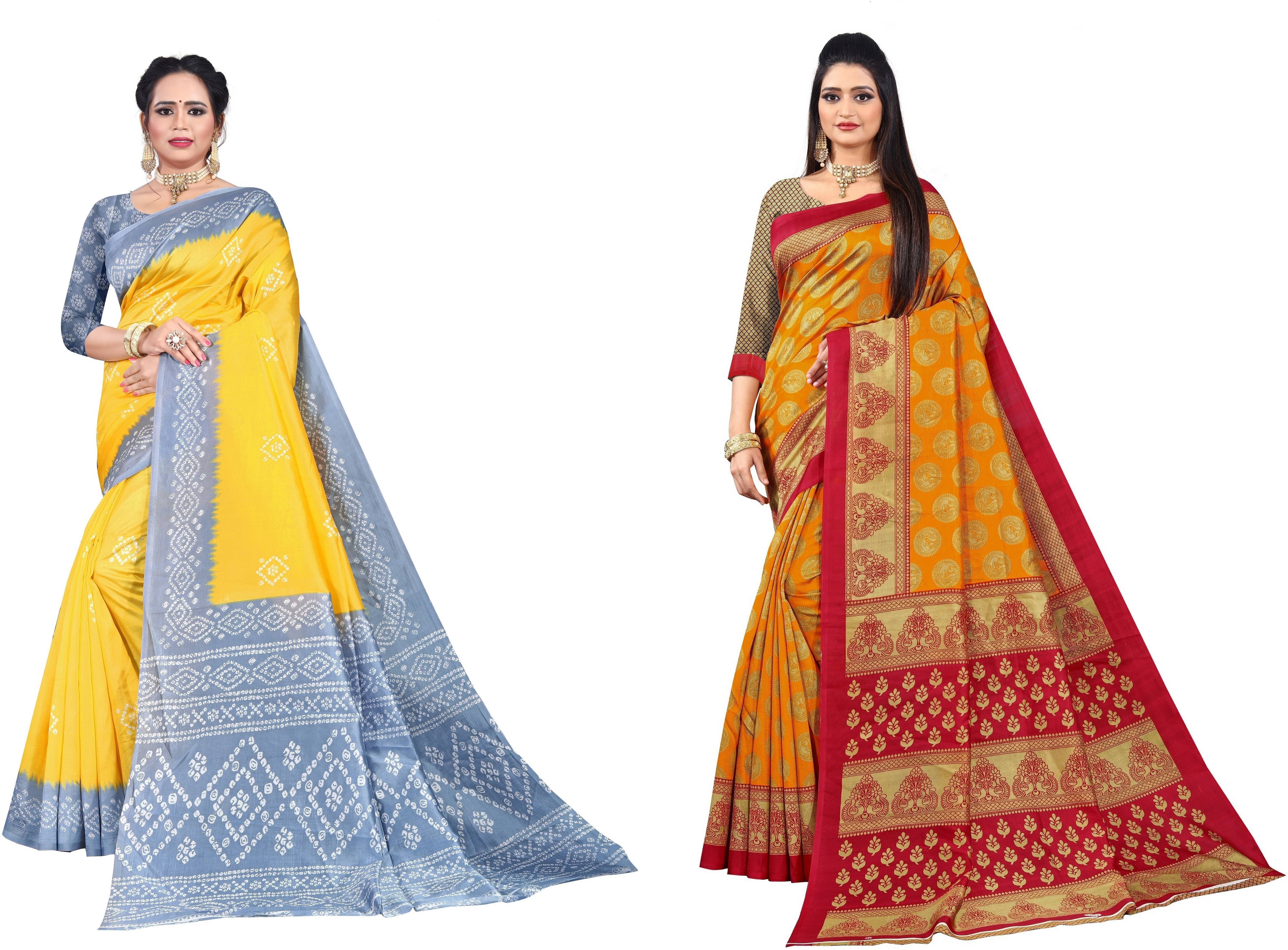 RUNAYA NX Art Silk Printed Saree With Unstitched Blouse Piece ( Multicolor ) RUNAYA NX Art Silk Printed Saree With Unstitched Blouse Piece ( Multicolor )