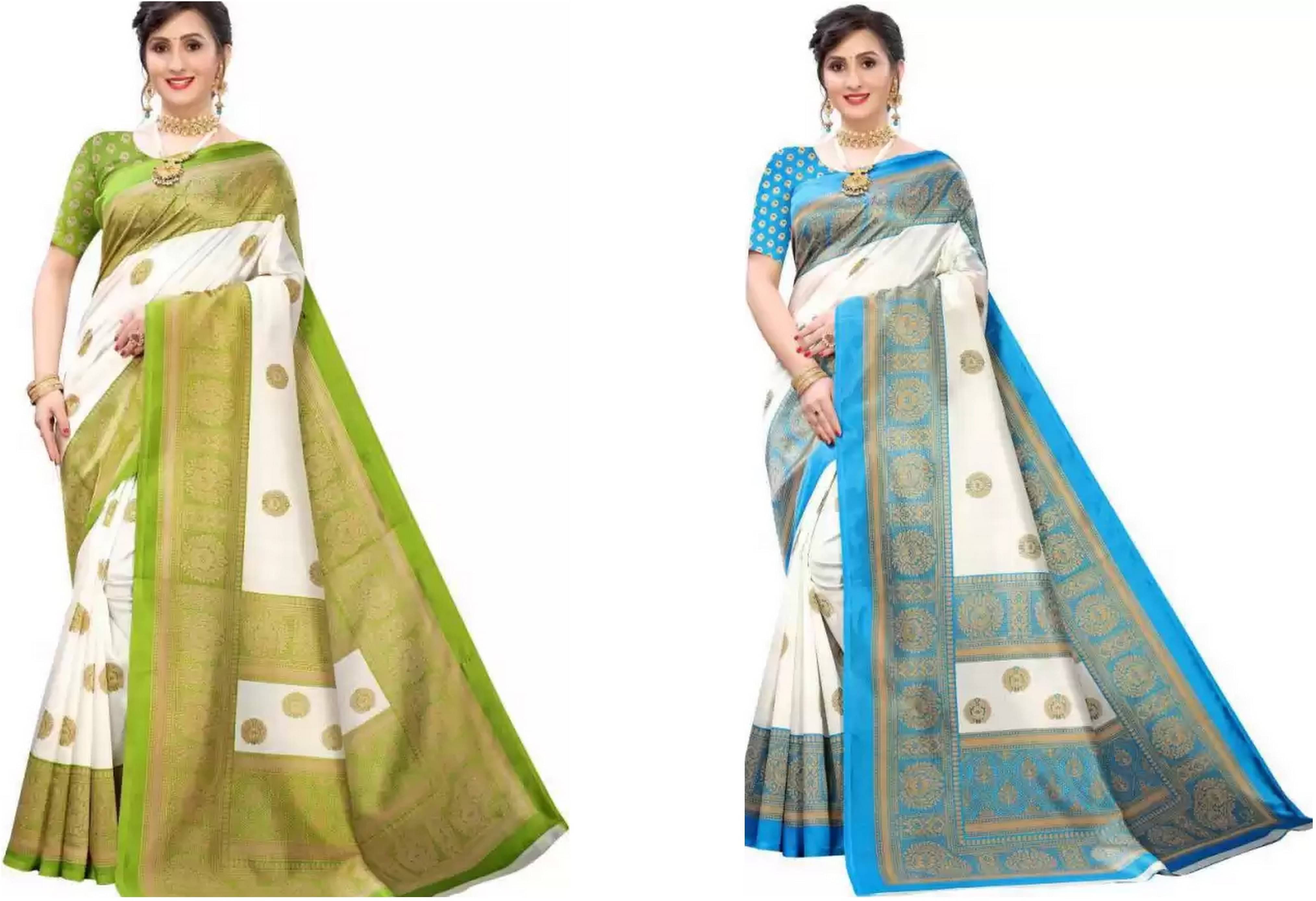     			RUNAYA NX Art Silk Printed Saree With Unstitched Blouse Piece ( Multicolor )