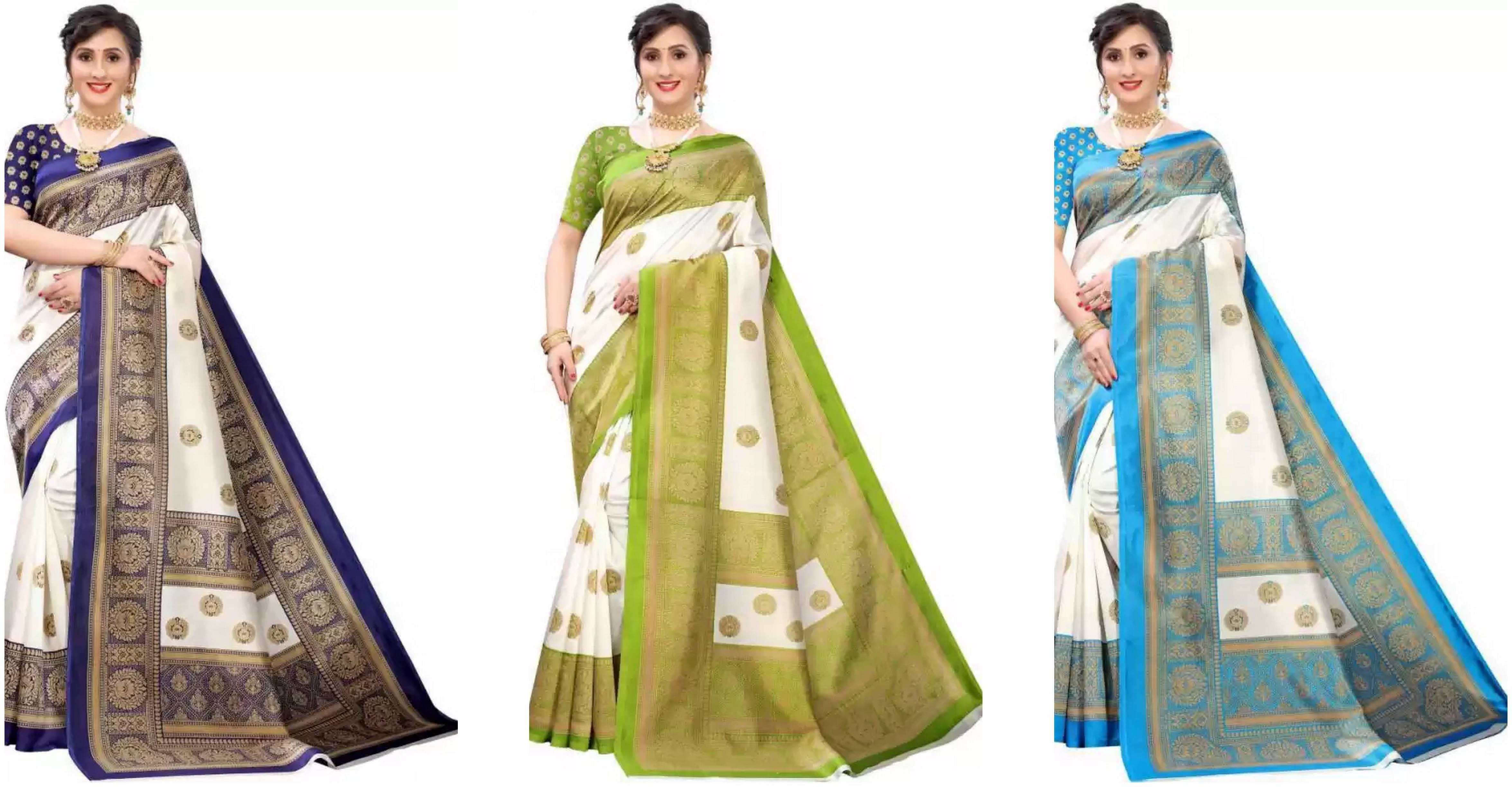     			RUNAYA NX Art Silk Printed Saree With Unstitched Blouse Piece ( Multicolor )