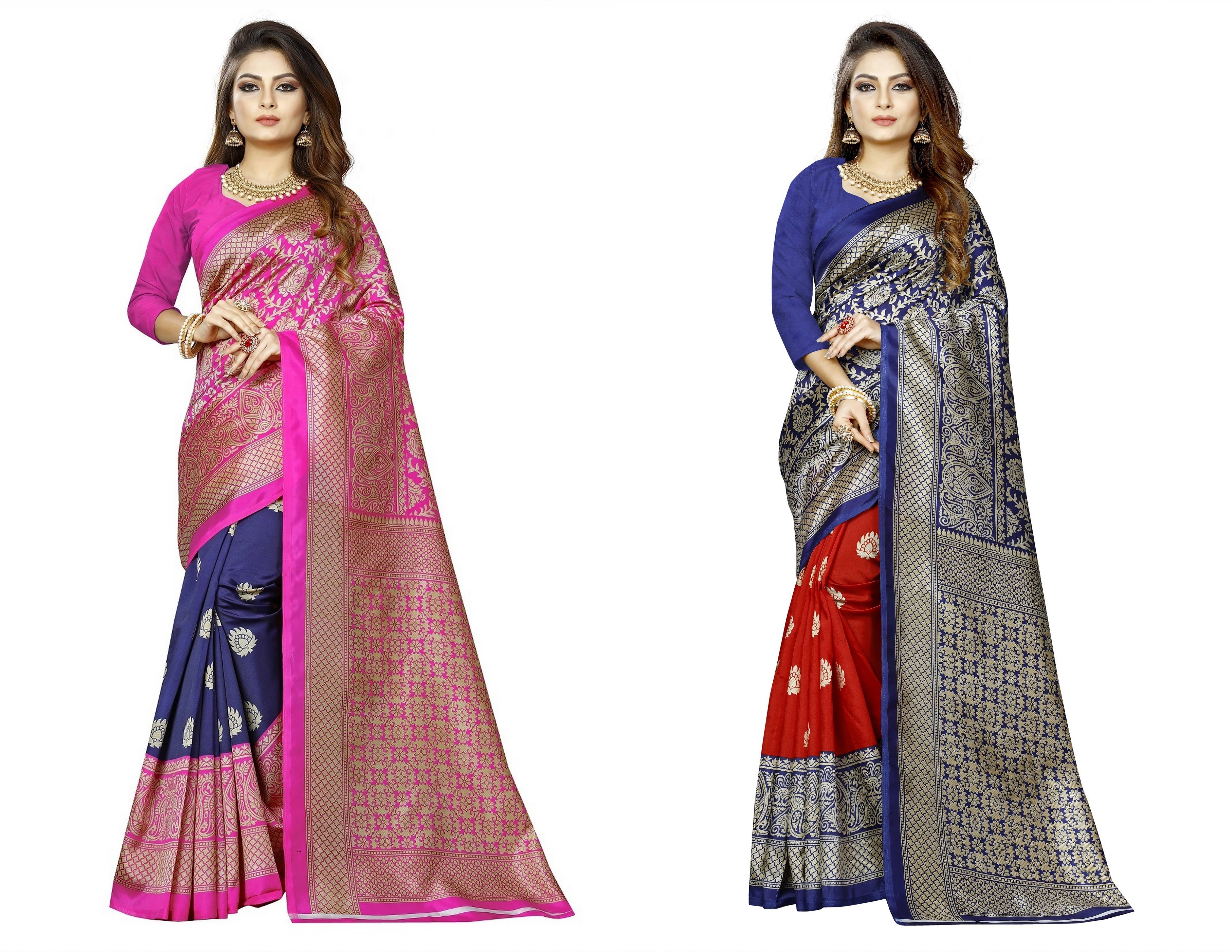     			RUNAYA NX Art Silk Printed Saree With Unstitched Blouse Piece ( Multicolor )